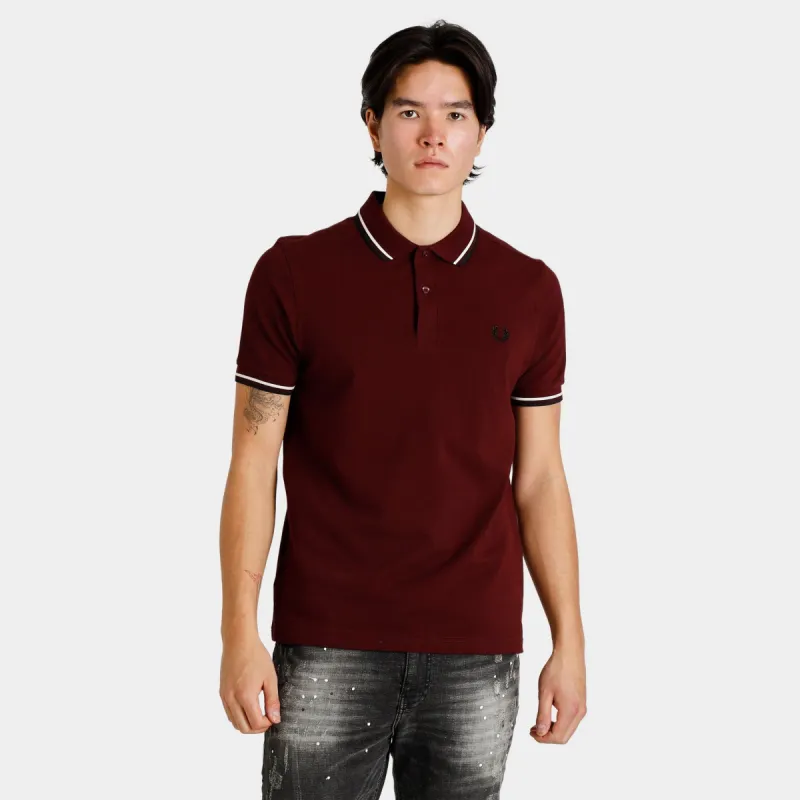 Fred Perry Twin Tipped Polo T-shirt Oxblood / Ecru - Black sold by JD Sports
