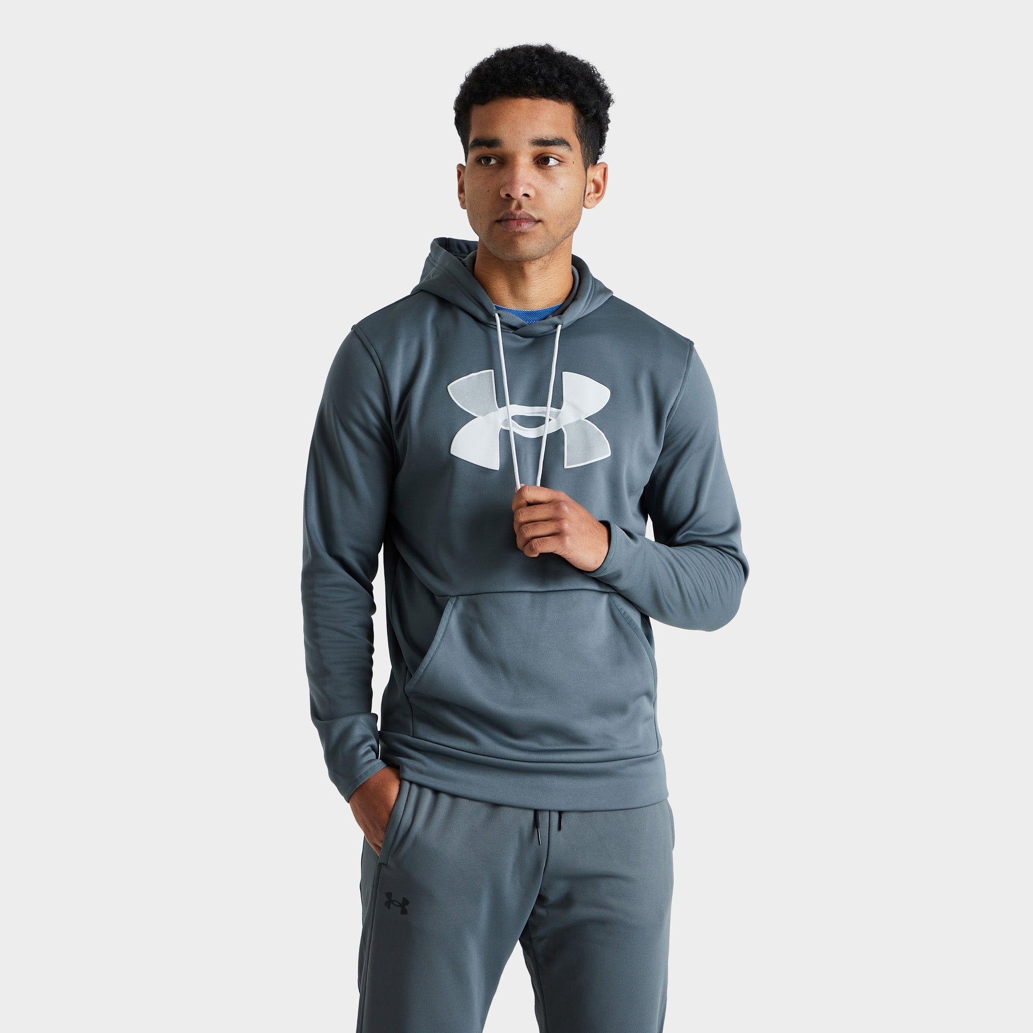 Under Armour Armour Fleece Big Logo Pullover Hoodie Pitch Gray / Halo Gray sold by JD Sports