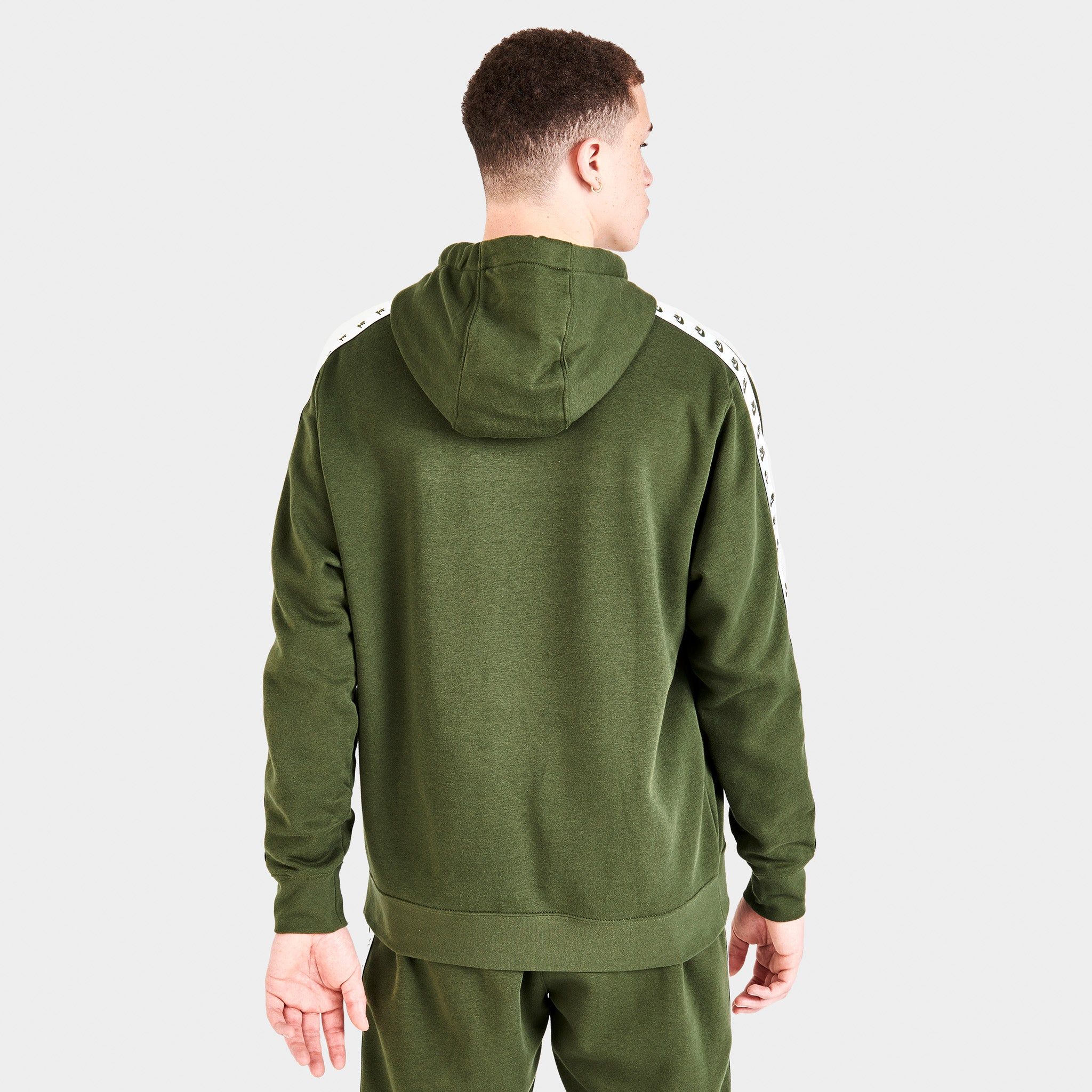 Nike Sportswear Essential Taped Fleece Track Pullover Hoodie Rough Green / White sold by JD Sports product image thumbnail 2