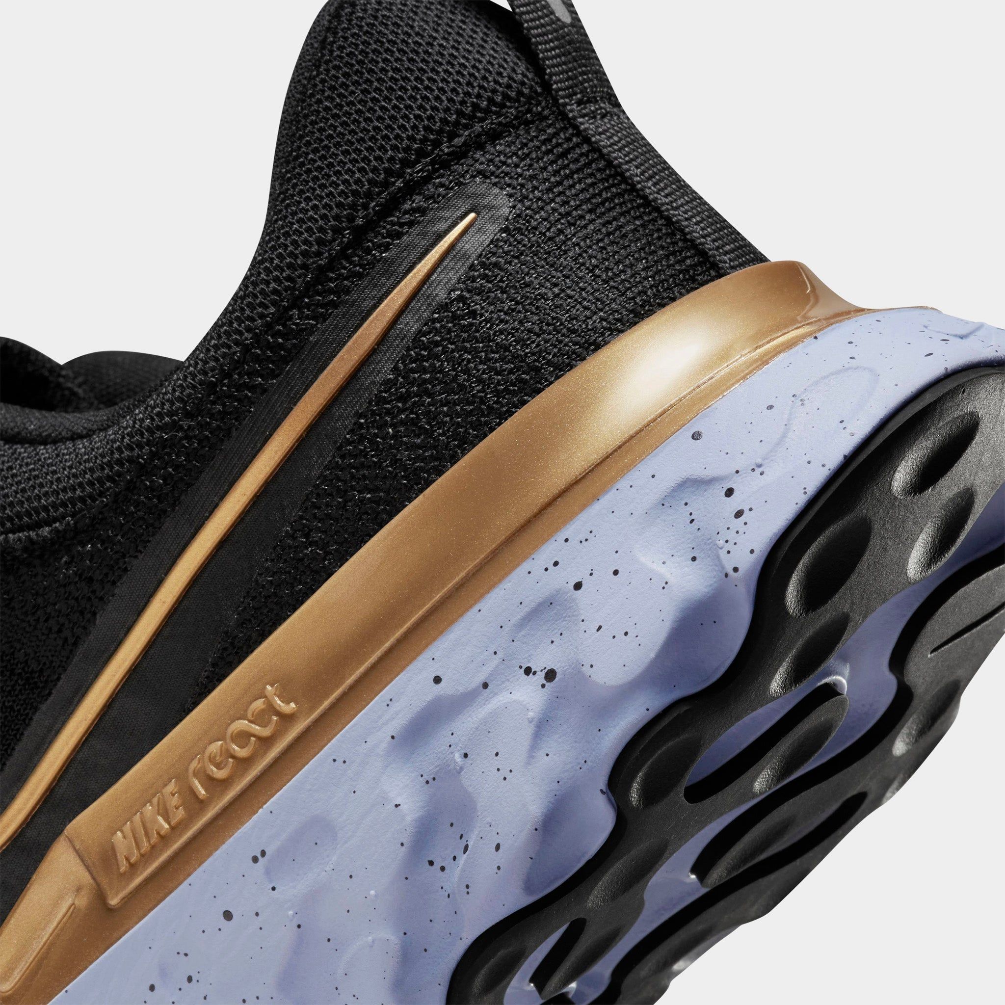 Nike Women's React Infinity Run Flyknit 2 Black / Metallic Gold - Ghost sold by JD Sports product image thumbnail 3
