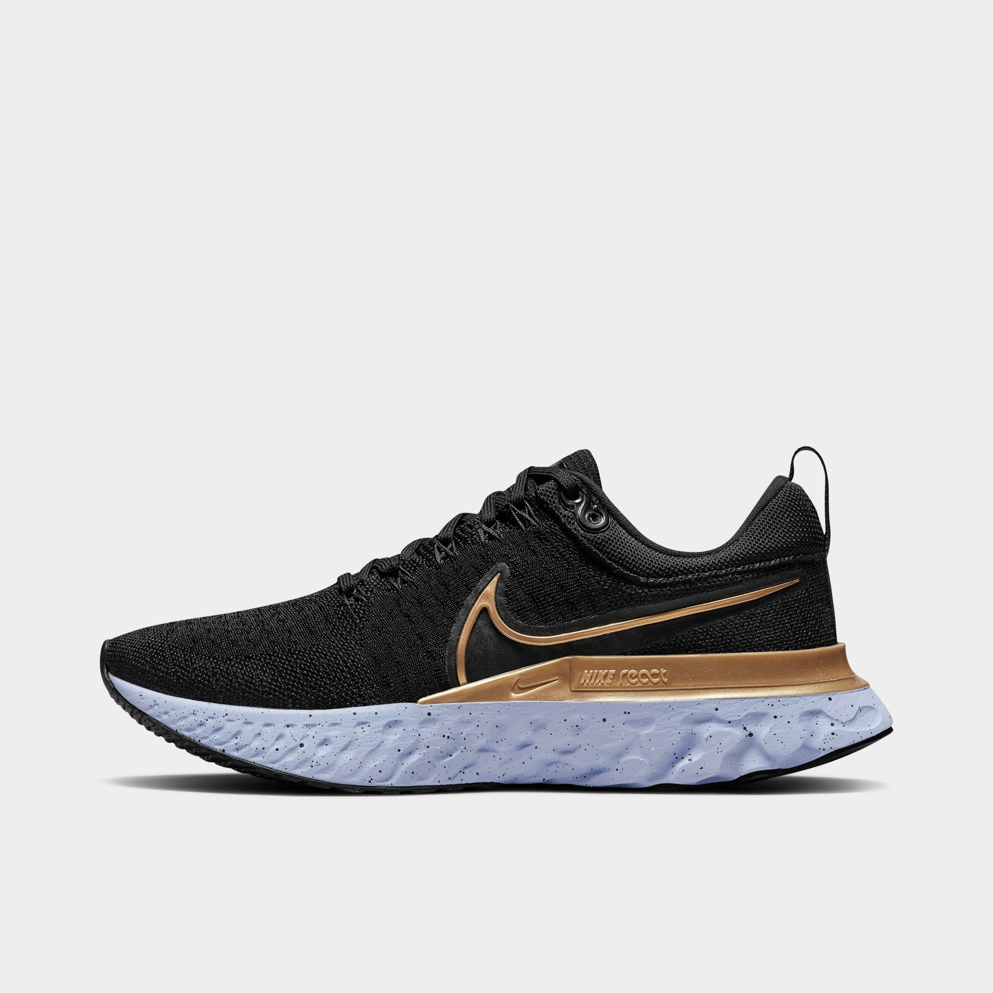Nike Women's React Infinity Run Flyknit 2 Black / Metallic Gold - Ghost sold by JD Sports