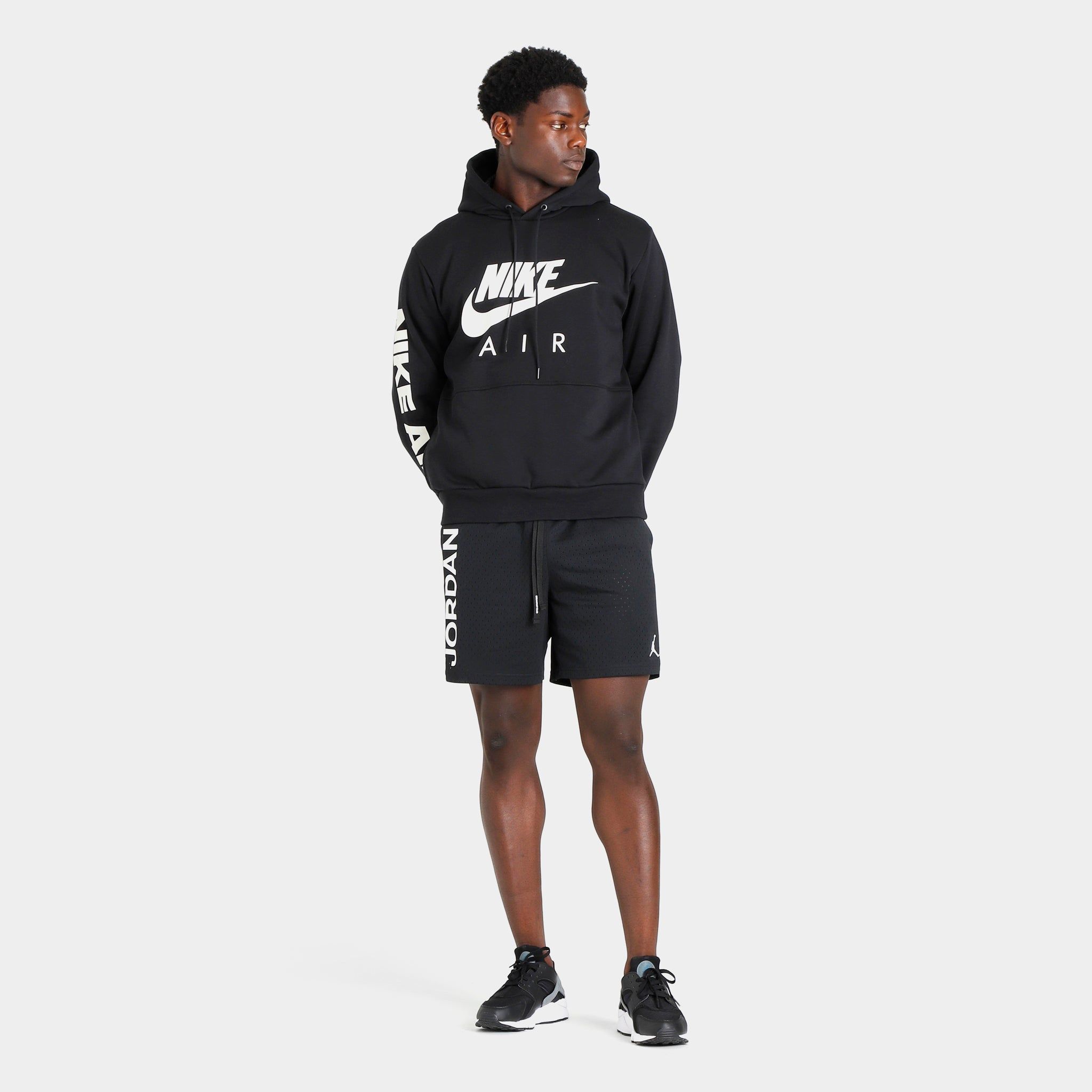 Nike Air Brushed-Back Fleece Pullover Hoodie Black / Light Bone sold by JD Sports product image thumbnail 5