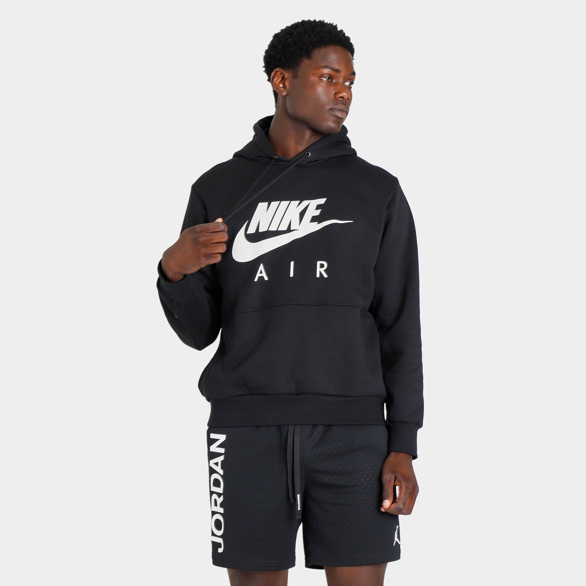 Nike Air Brushed-Back Fleece Pullover Hoodie Black / Light Bone sold by JD Sports