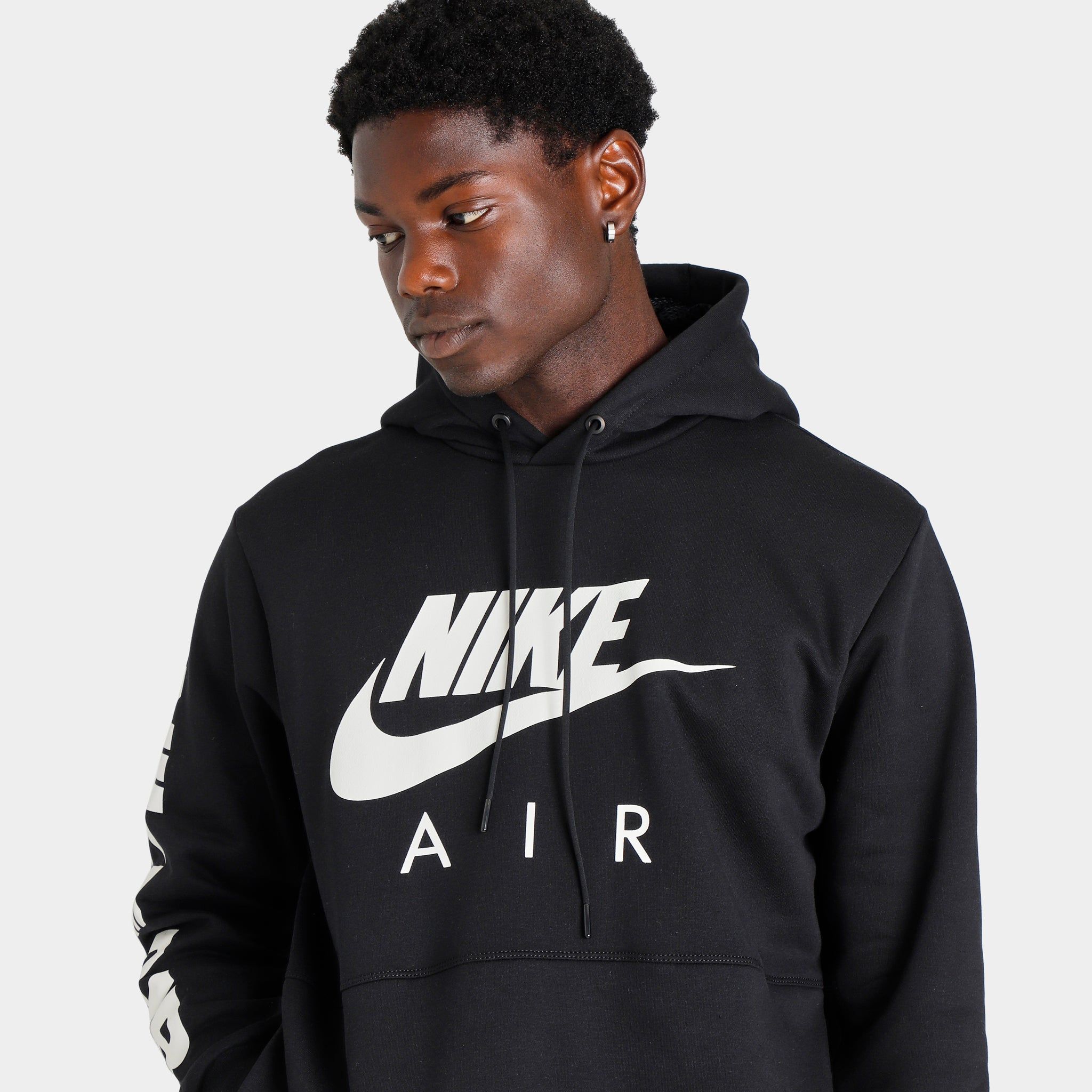 Nike Air Brushed-Back Fleece Pullover Hoodie Black / Light Bone sold by JD Sports product image thumbnail 2