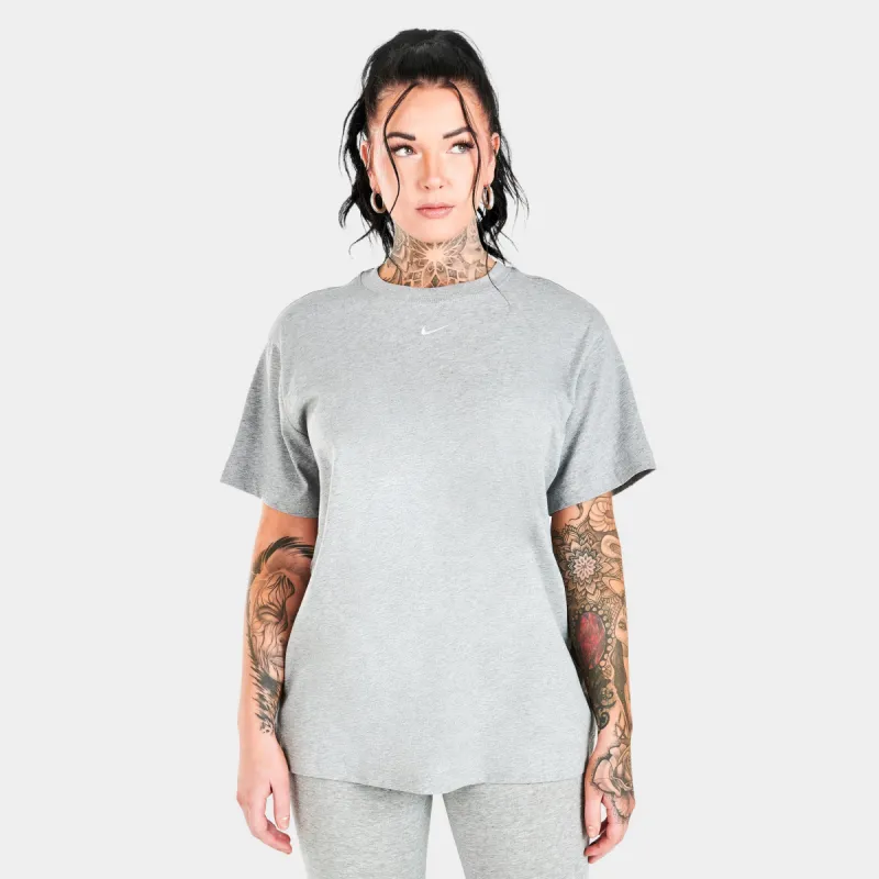 Nike Sportswear Women’s Essential T-shirt Dark Grey Heather / White sold by JD Sports