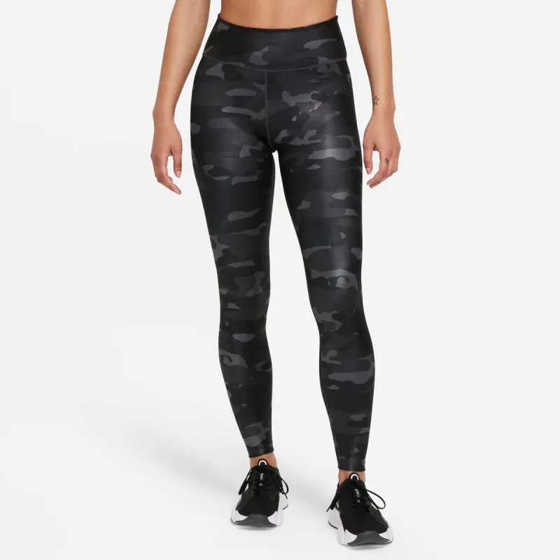 Nike Women's Dri-FIT One Mid-Rise Camo Tights Dark Smoke Grey / White sold by JD Sports