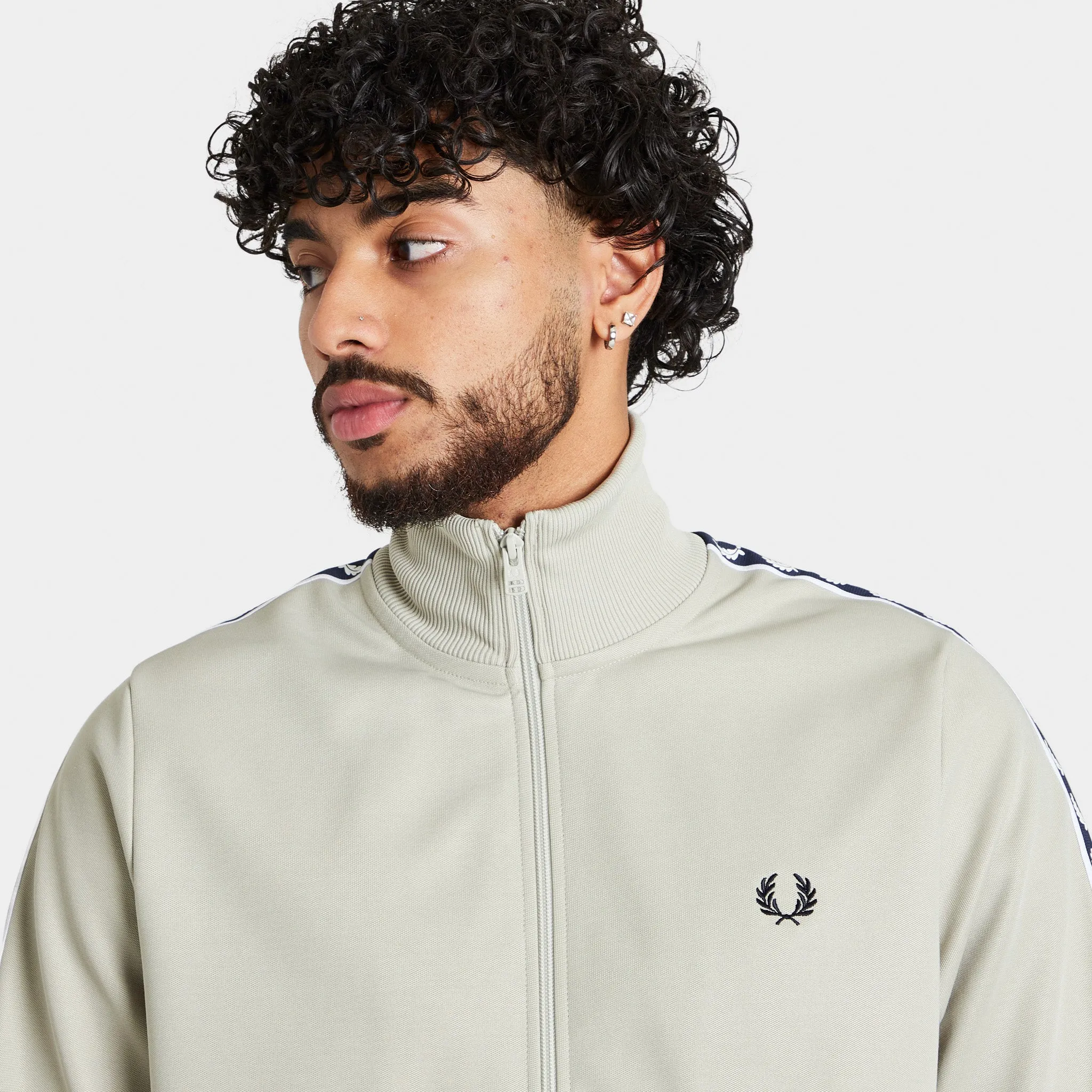Fred Perry Panelled Taped Track Jacket / Light Oyster sold by JD Sports product image thumbnail 3