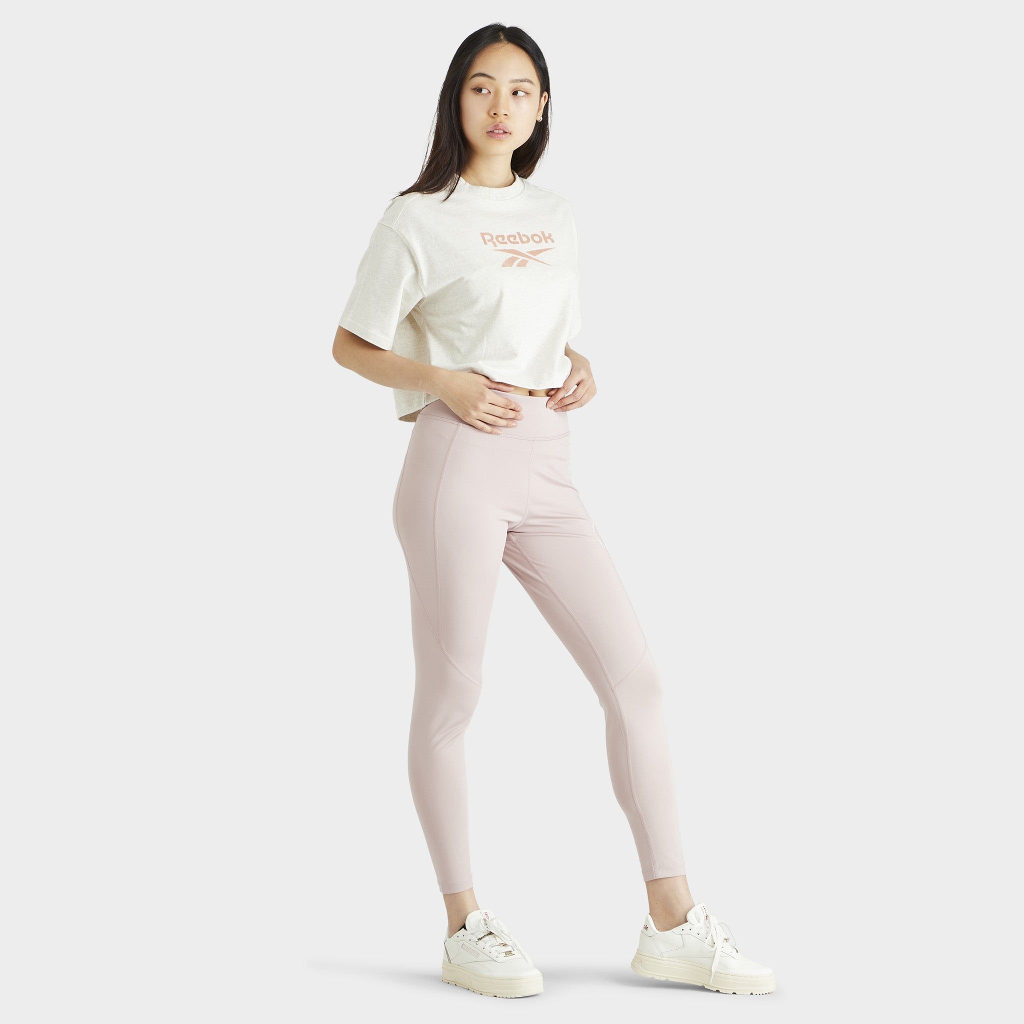Reebok Women’s Classics Cropped Big Logo T-shirt / Chalk Melange sold by JD Sports product image thumbnail 5