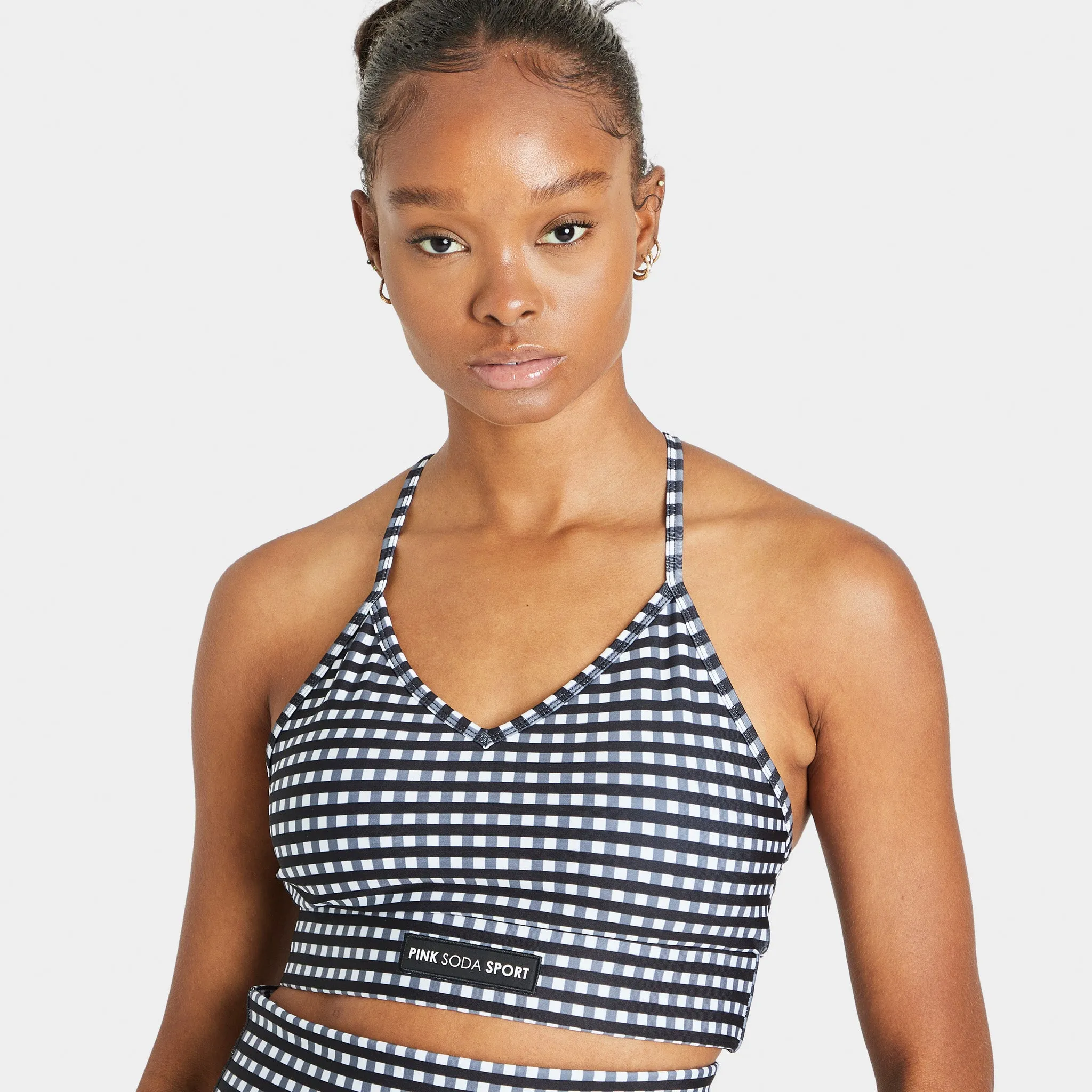 Pink Soda Sport Women’s Gingham Sports Bra Black / Optic White sold by JD Sports product image thumbnail 3