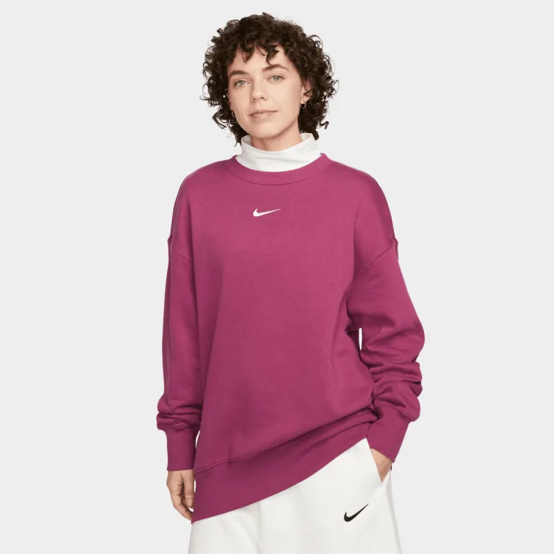 Nike Sportswear Women's Phoenix Fleece Oversized Crewneck Rosewood / Sail sold by JD Sports