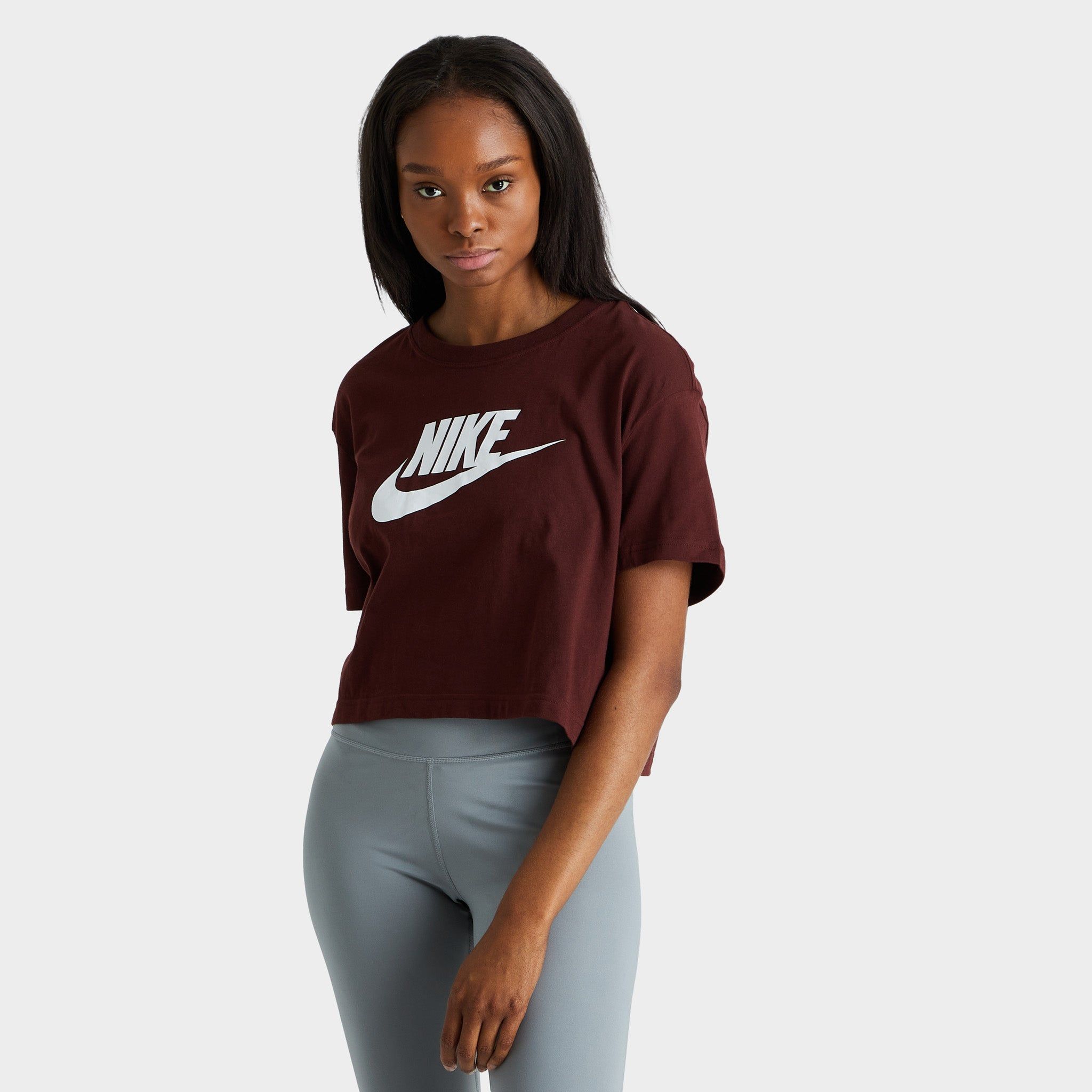 Nike Sportswear Women's Essential Cropped T-shirt Bronze Eclipse / White sold by JD Sports