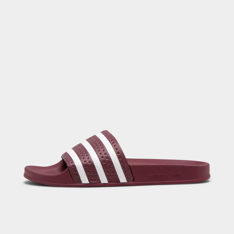 adidas Originals Adilette Slides Quiet Crimson / Cloud White - Quiet Crimson sold by JD Sports