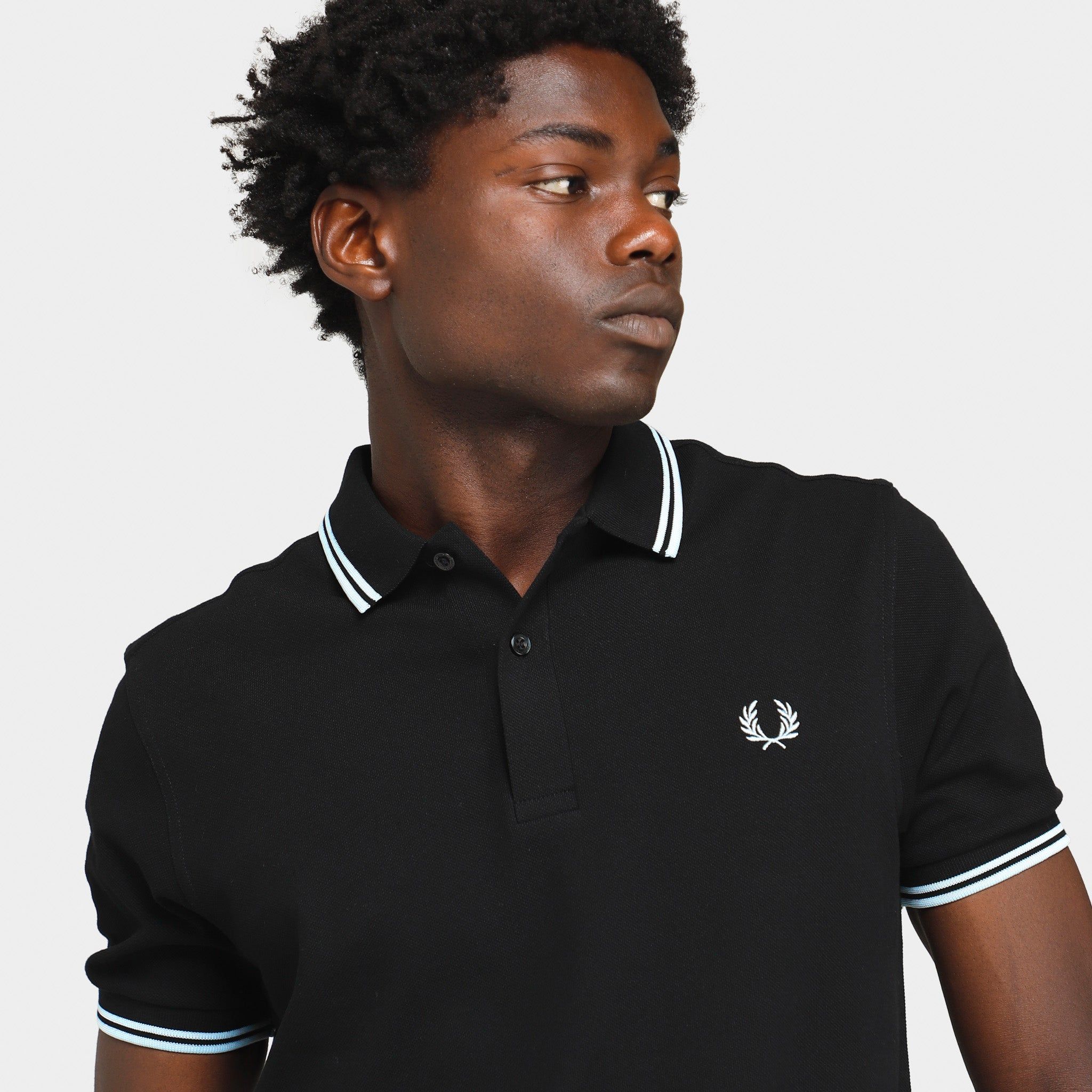 Fred Perry Twin Tipped Shirt Black / Light Ice - Light Ice sold by JD Sports product image thumbnail 2