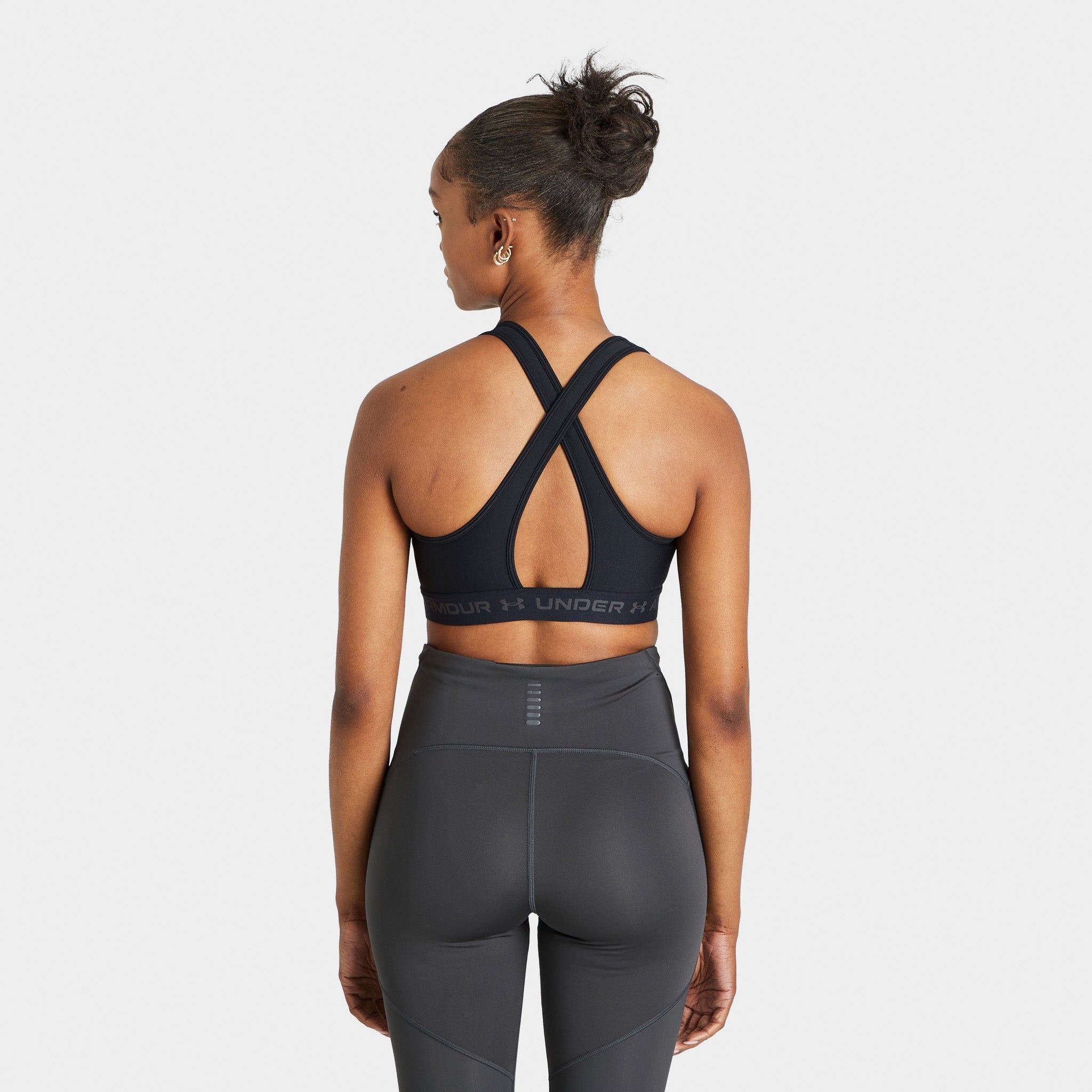 Under Armour Women's Armour Mid Crossback Sports Bra Black / Jet Grey sold by JD Sports product image thumbnail 5