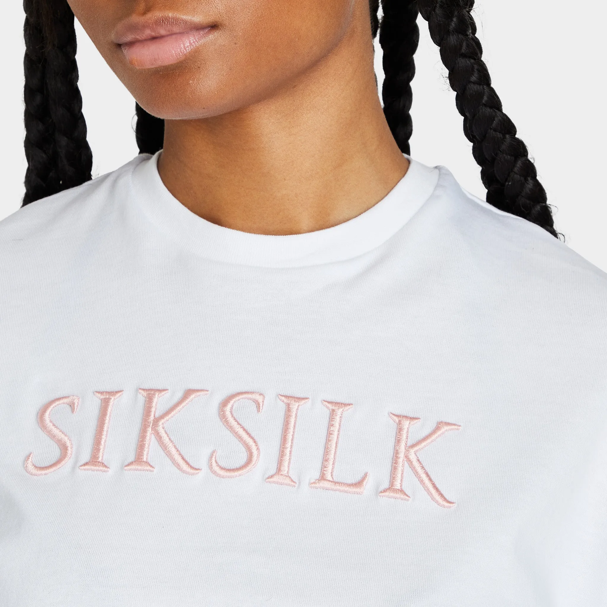 SikSilk Women's Embroidered Logo T-shirt / White sold by JD Sports product image thumbnail 4