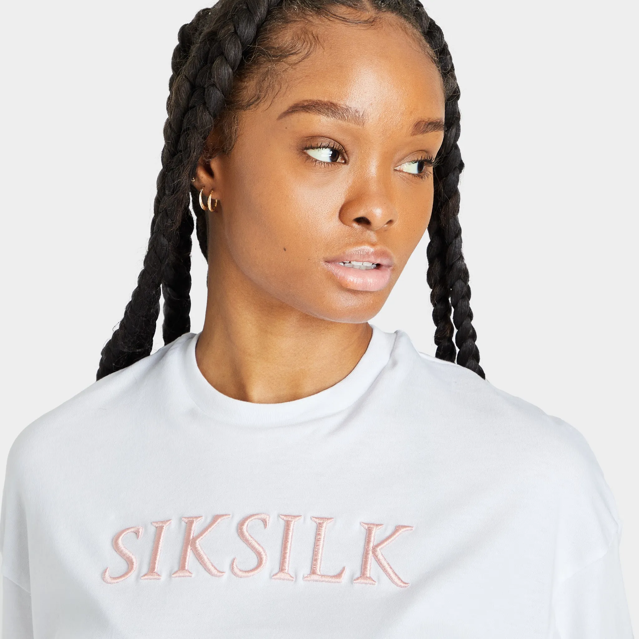 SikSilk Women's Embroidered Logo T-shirt / White sold by JD Sports product image thumbnail 3