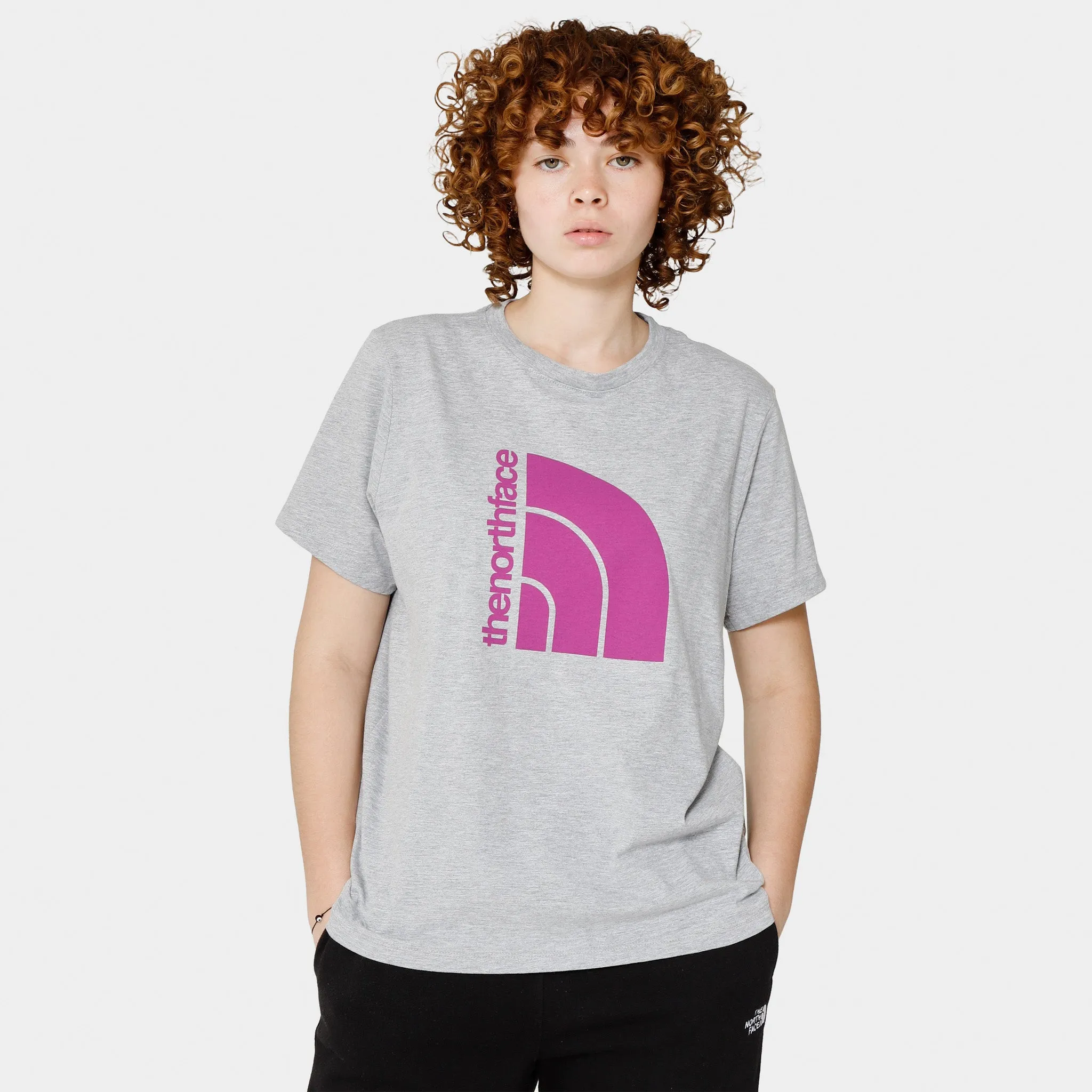 The North Face Women's Jumbo Half Dome T-shirt Light Grey Heather / Purple Cactus Flower sold by JD Sports