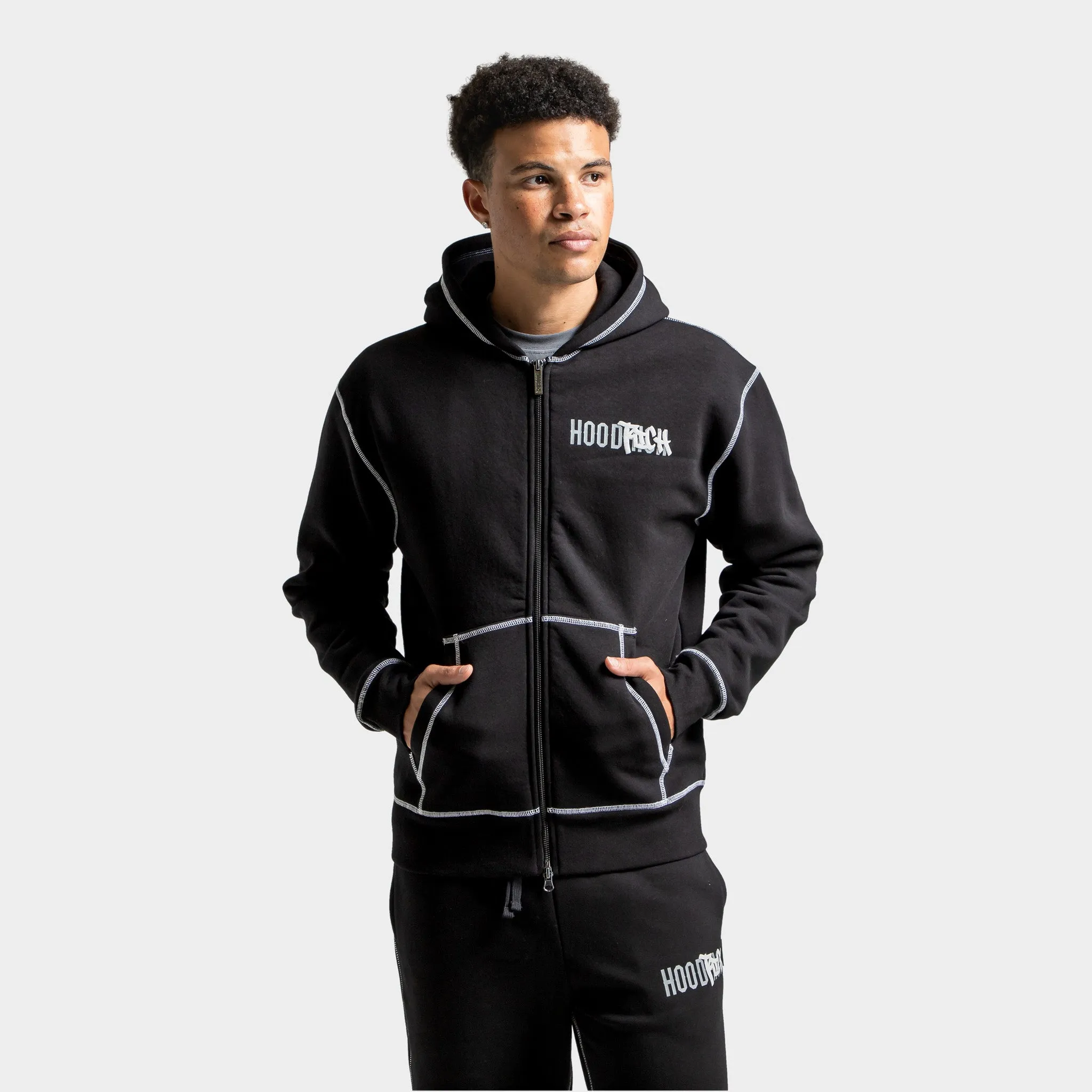 Hoodrich Wandal Zip-through Hoodie Black / Lava Smoke - Quiet Grey sold by JD Sports
