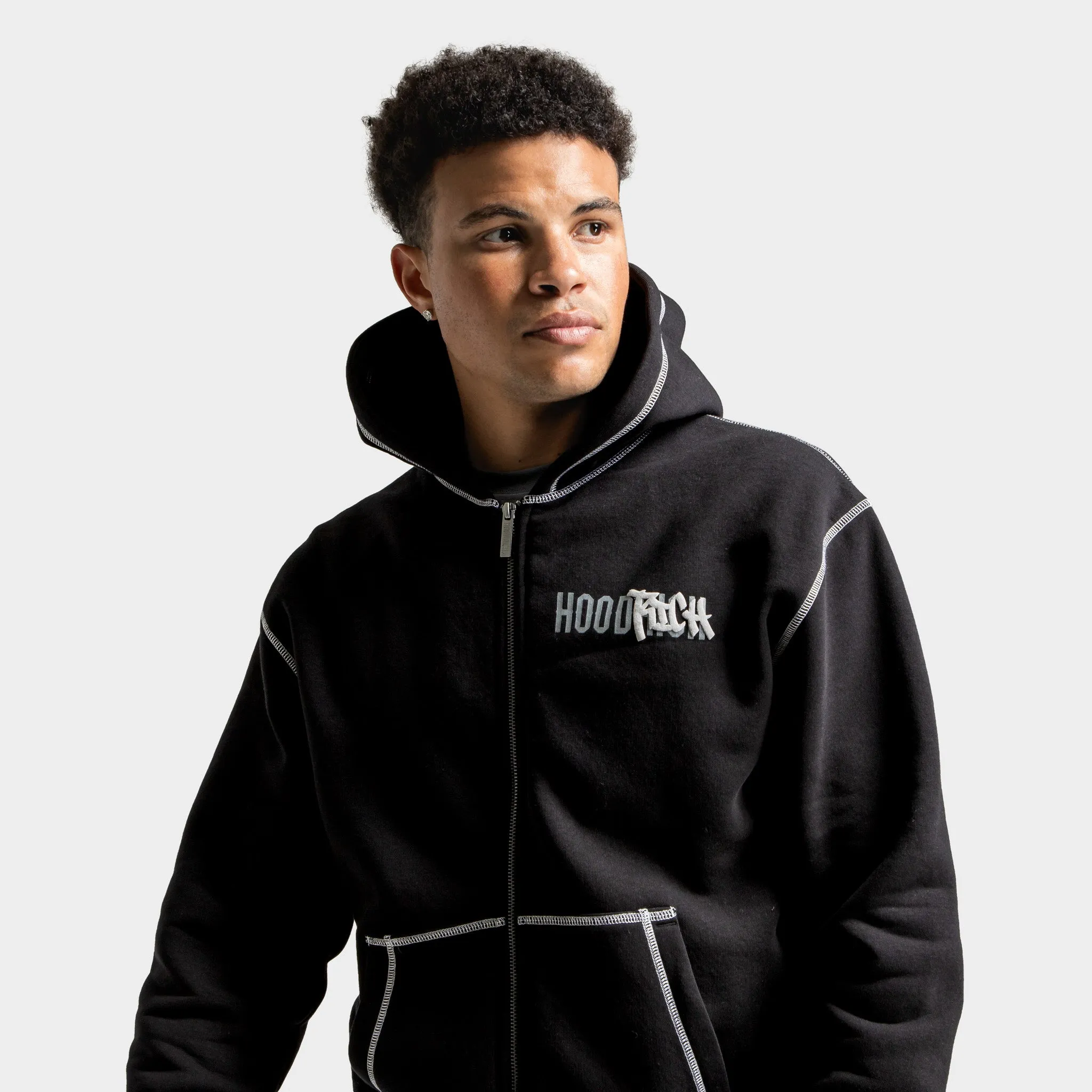 Hoodrich Wandal Zip-through Hoodie Black / Lava Smoke - Quiet Grey sold by JD Sports product image thumbnail 5