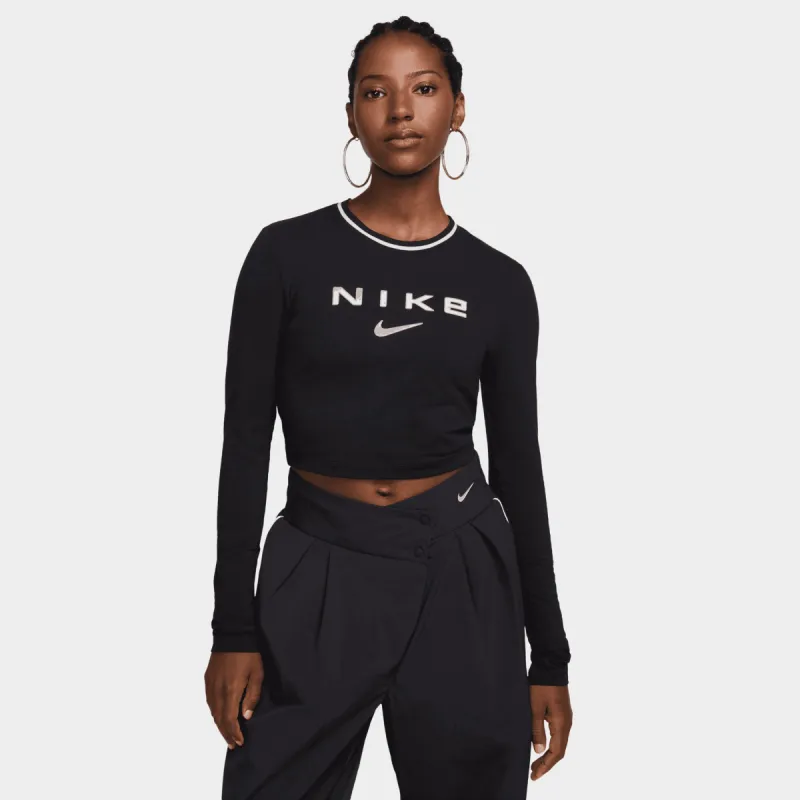 Nike Sportswear Women's Long-Sleeve Slim Crop T-Shirt / Black sold by JD Sports