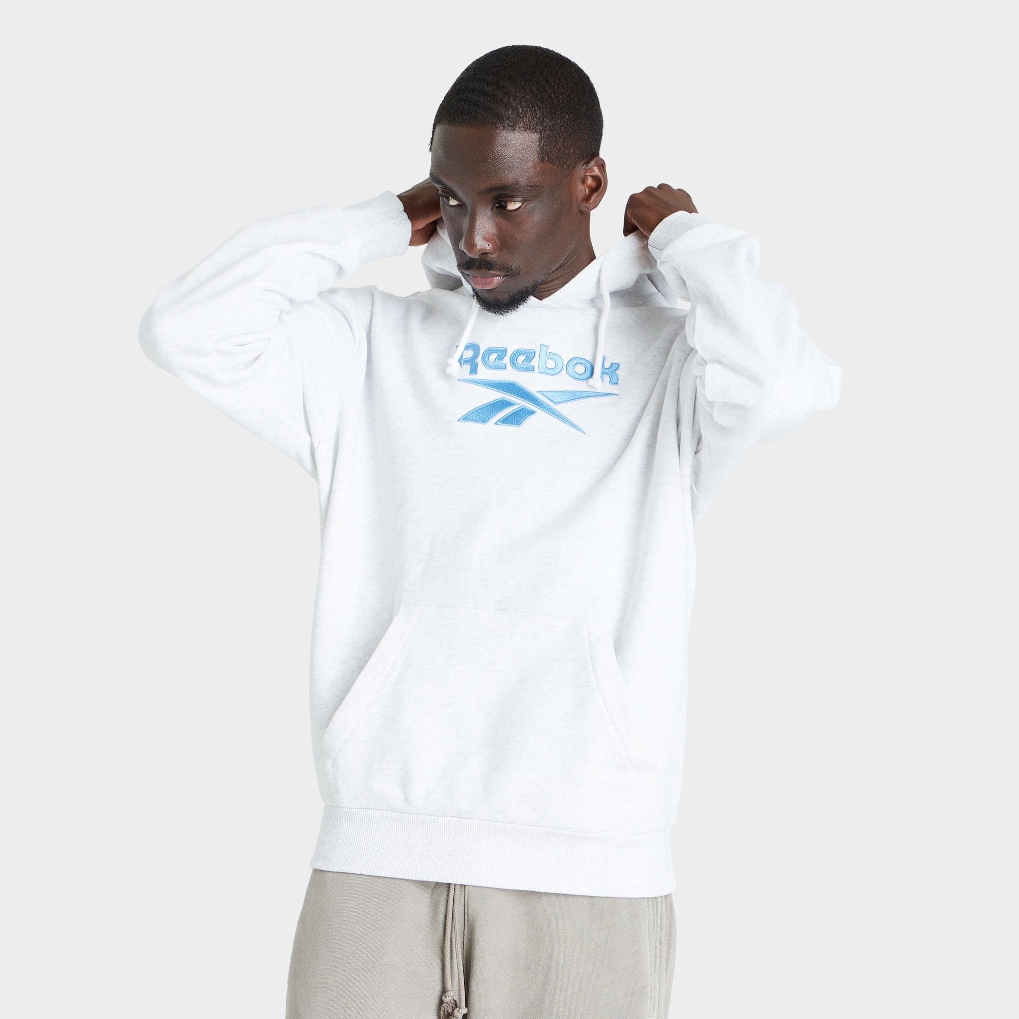 Reebok Classics Foundation Vector Pullover Hoodie White Melange / Essential Blue sold by JD Sports
