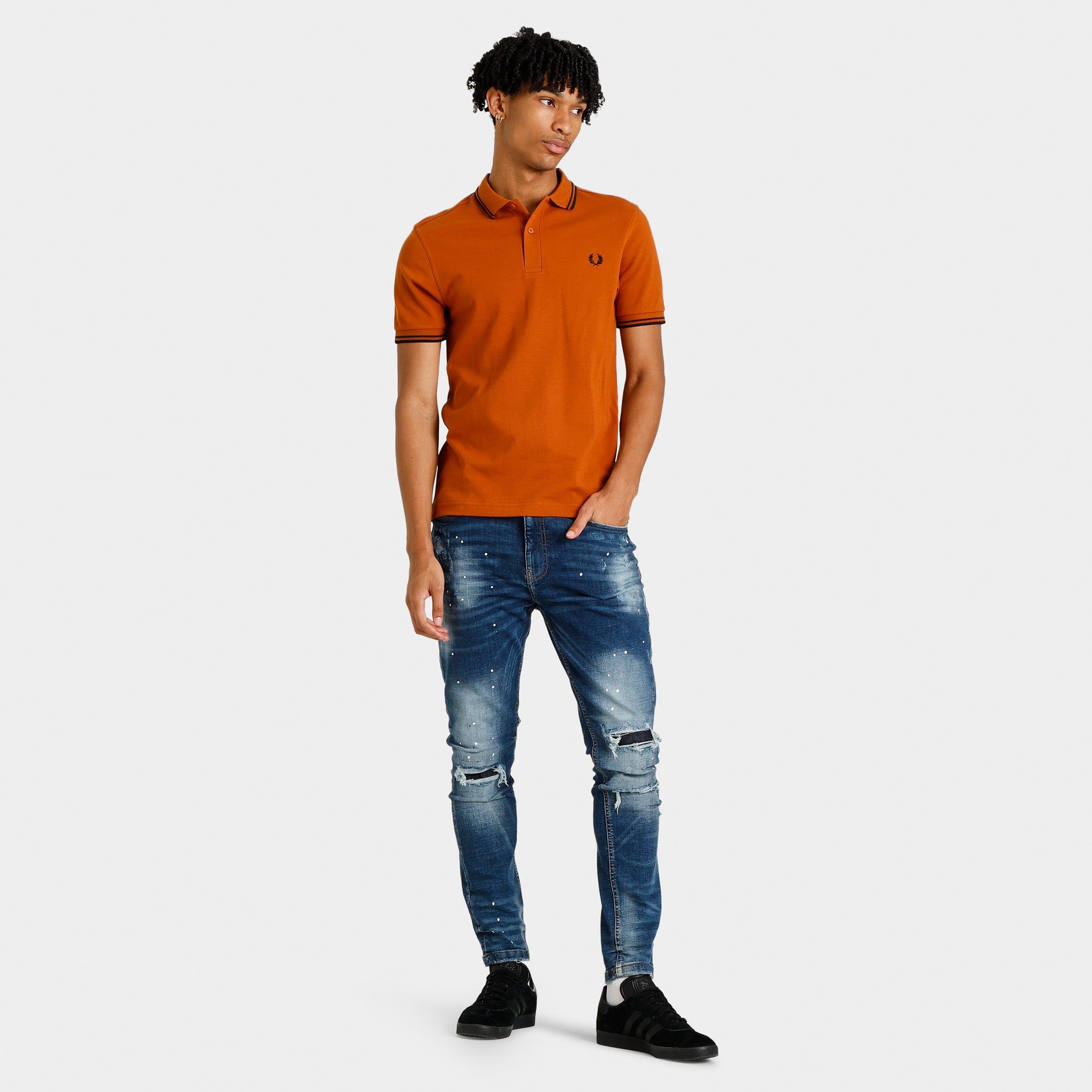 Fred Perry Twin Tipped Polo T-shirt Nut Flake / Navy - Black sold by JD Sports product image thumbnail 5