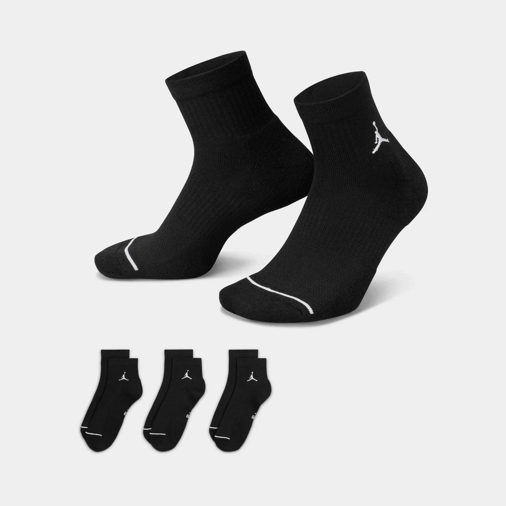 Jordan Everyday Ankle Socks (3 Pack) Black / White sold by JD Sports