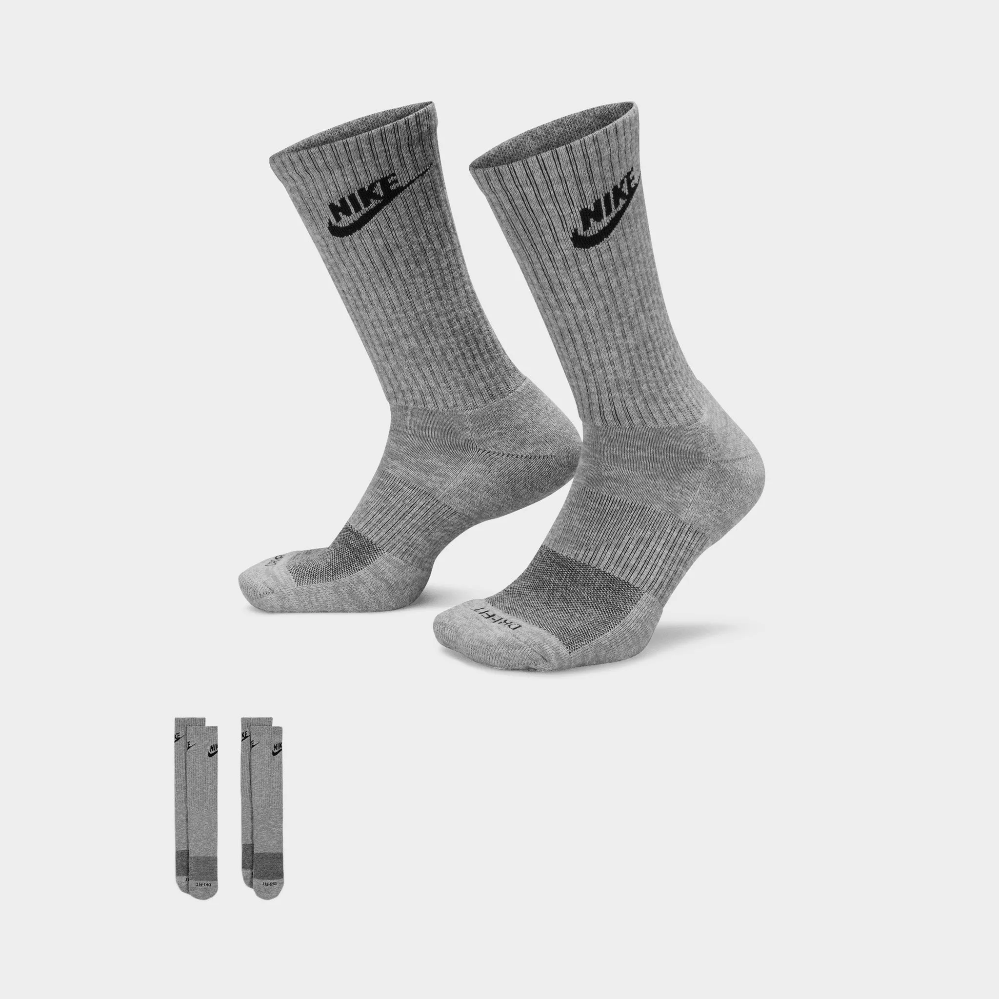 Nike Everyday Plus Cushioned Crew Socks - 2 Pack Particle Grey / Black sold by JD Sports