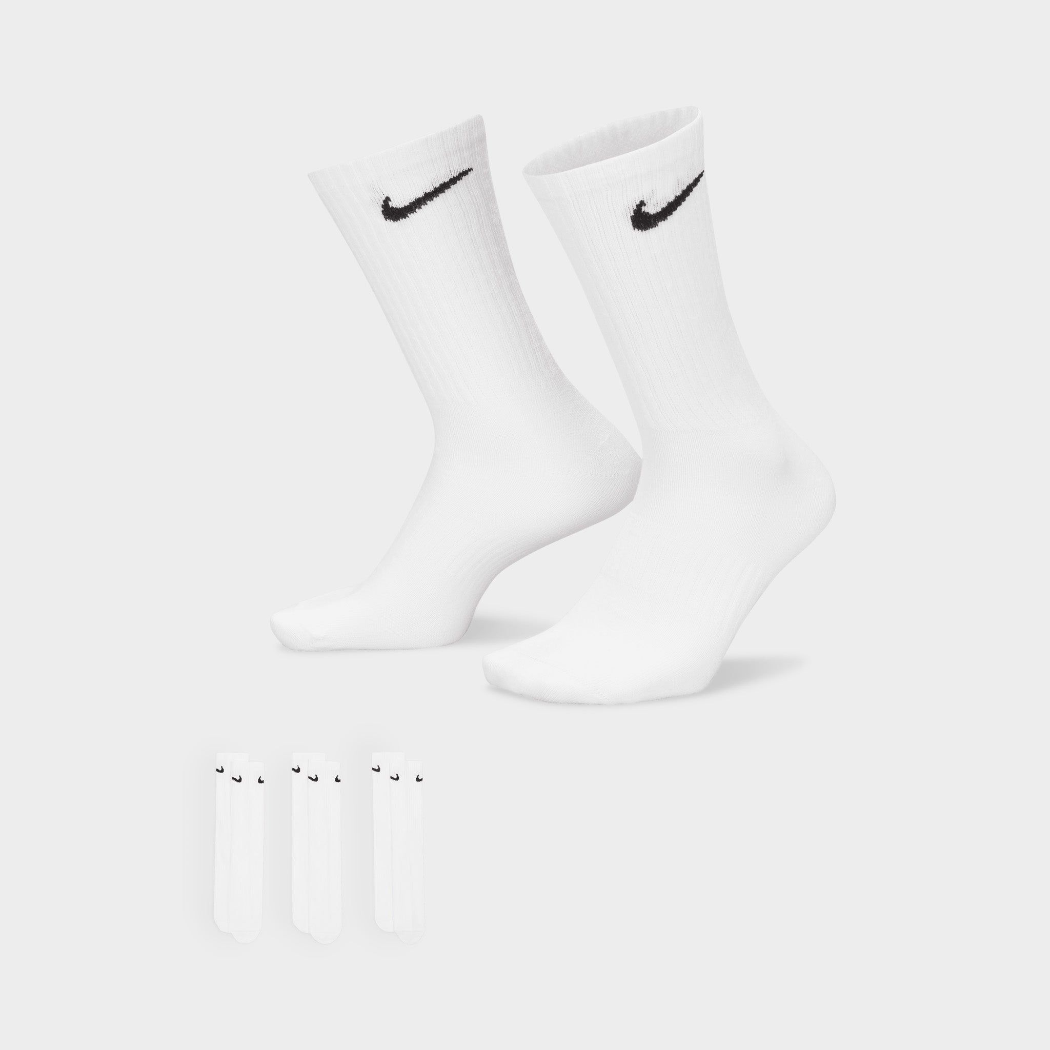 Nike Everyday Lightweight Crew Socks (3 Pack) White / Black sold by JD Sports