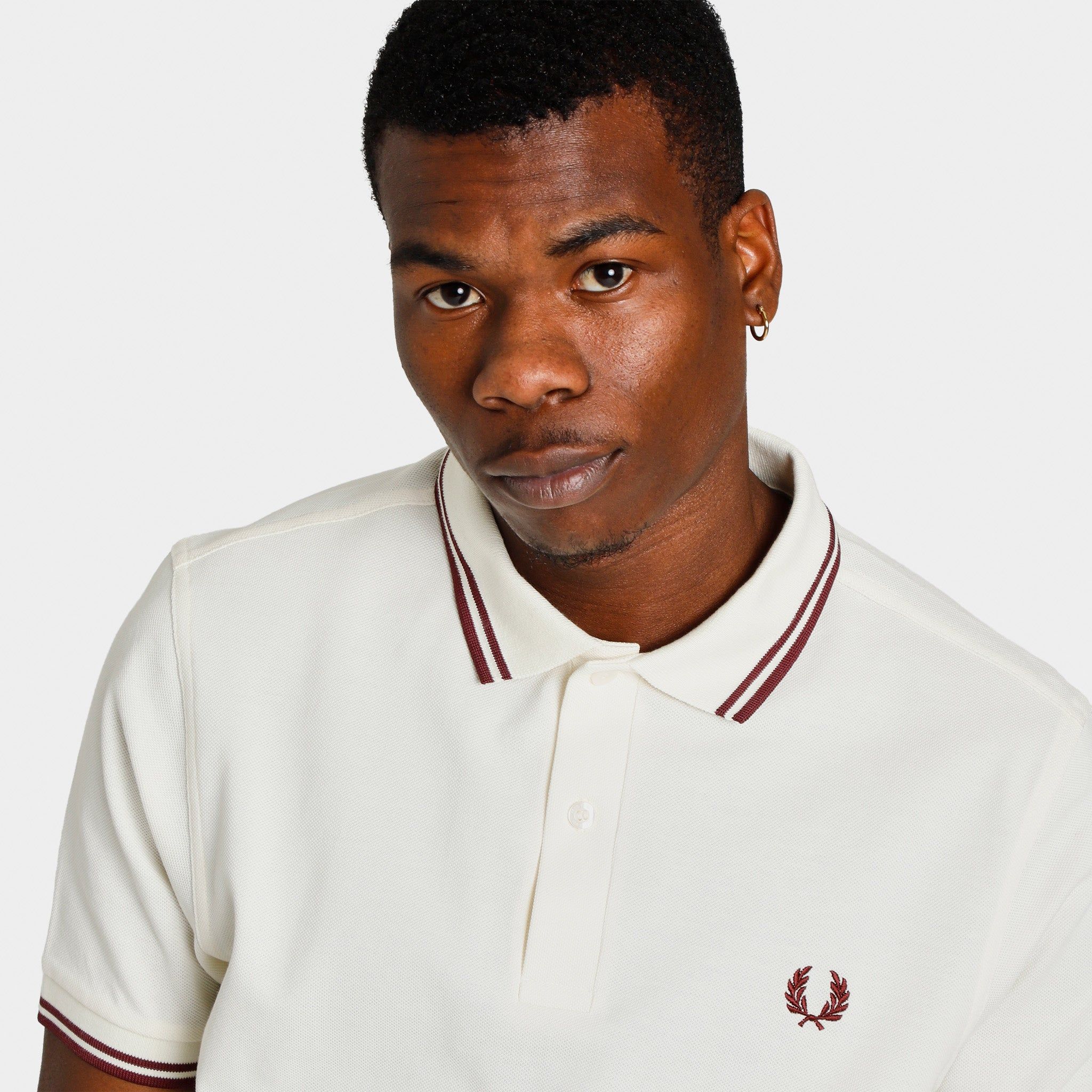 Fred Perry Twin Tipped Shirt Ecru / Oxblood - Oxblood sold by JD Sports product image thumbnail 3