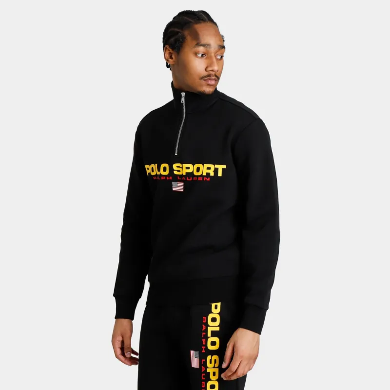 Polo Ralph Lauren Sport Quarter Zip Polo Black / Gold sold by JD Sports