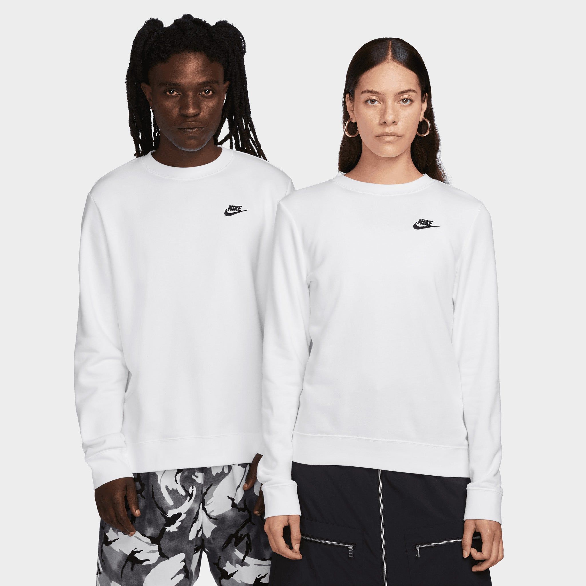 Nike Women's Sportswear Club Fleece Crewneck White / Black sold by JD Sports