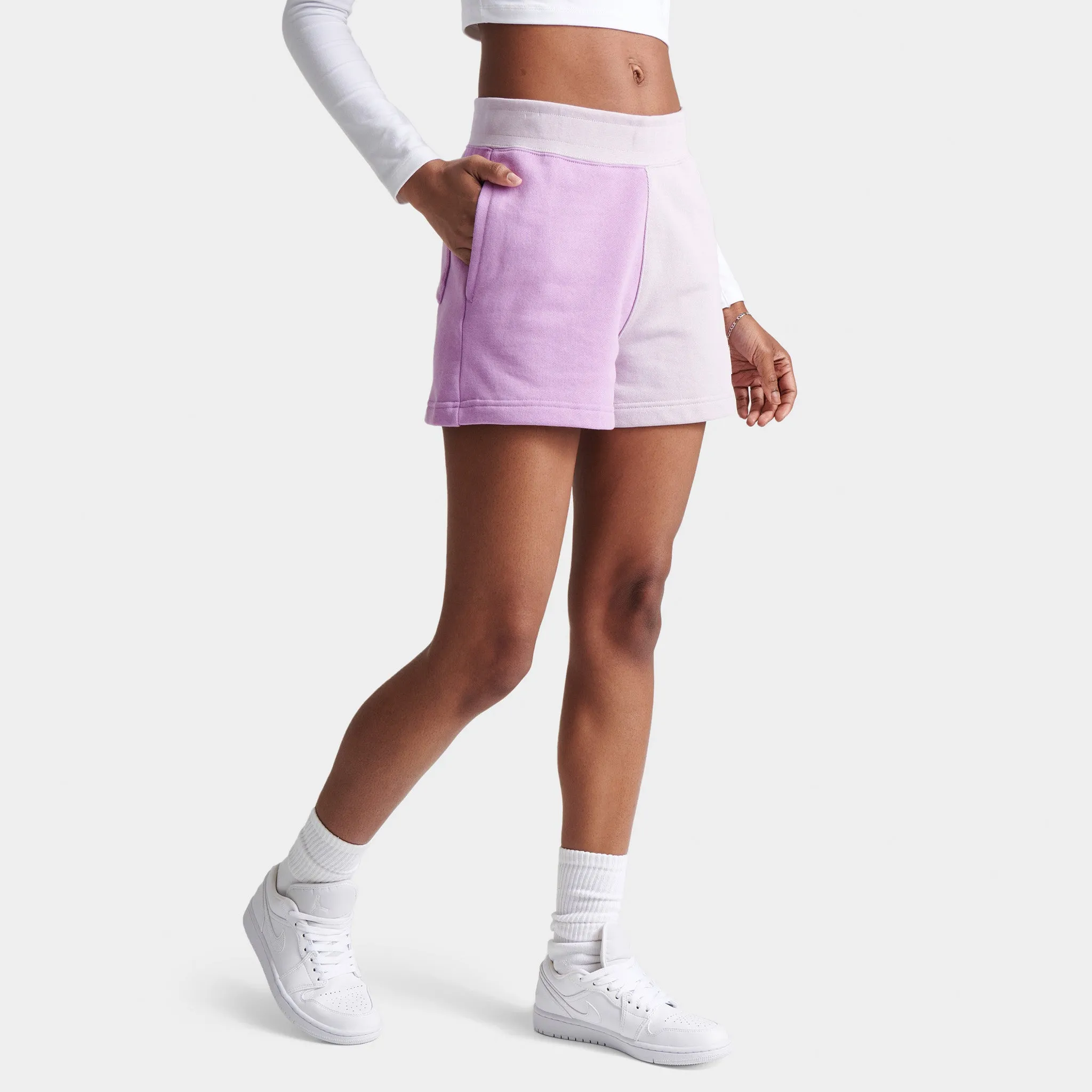 Jordan Flight Women's Fleece Blocked Shorts Violet Shock / Iced Lilac sold by JD Sports product image thumbnail 3