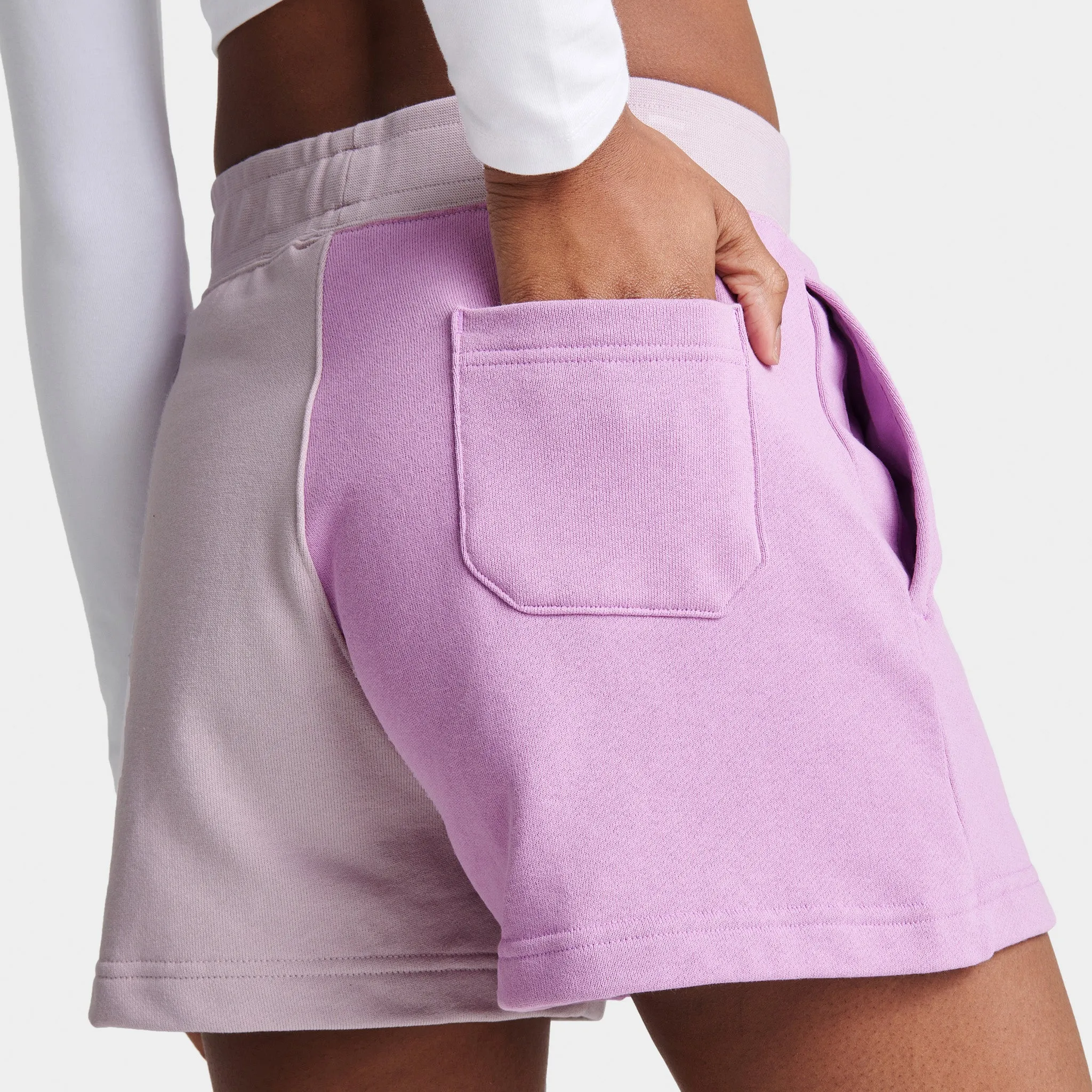 Jordan Flight Women's Fleece Blocked Shorts Violet Shock / Iced Lilac sold by JD Sports product image thumbnail 5