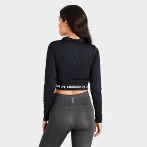 Under Armour Women's JD Branded Crop Quarter Zip Black / White sold by JD Sports