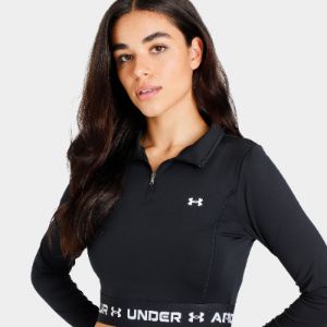 Under Armour Women's JD Branded Crop Quarter Zip Black / White sold by JD Sports