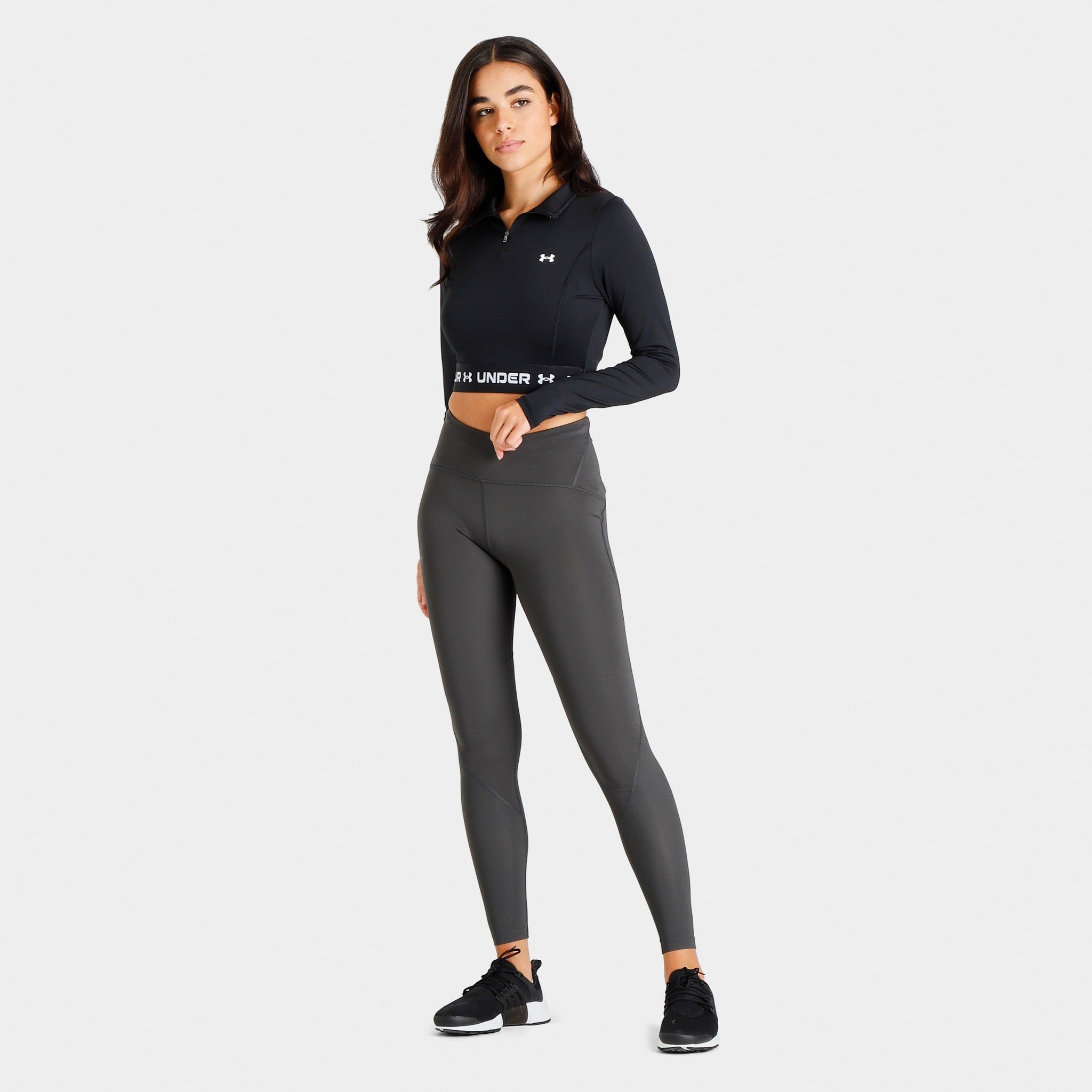 Under Armour Women's JD Branded Crop Quarter Zip Black / White sold by JD Sports product image thumbnail 5