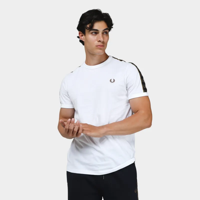 Fred Perry Contrast Tape Ringer T-Shirt White / Warm Stone sold by JD Sports