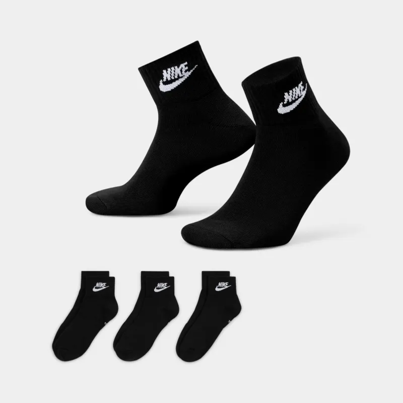 Nike Everyday Essential Ankle Socks (3 Pack) Black / White sold by JD Sports