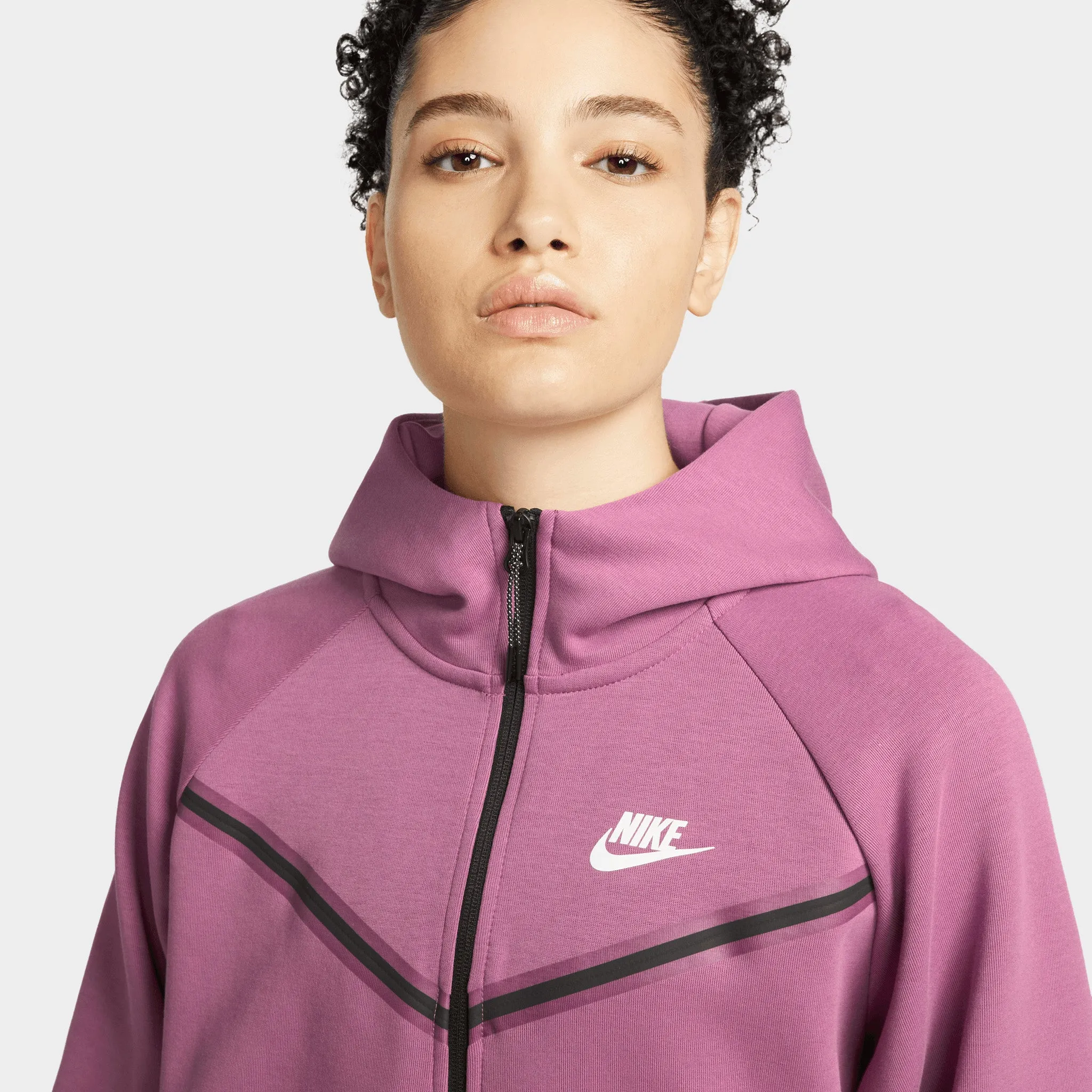 Nike Sportswear Women’s Tech Fleece Windrunner Full-Zip Hoodie Light Bordeaux / White sold by JD Sports product image thumbnail 3