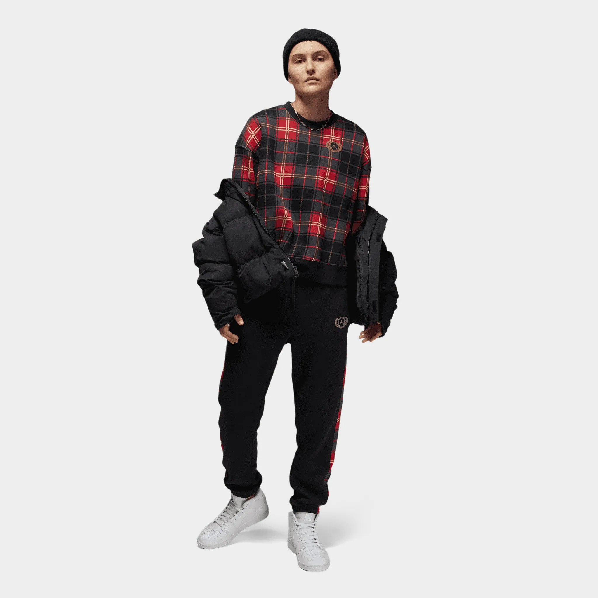 Jordan Women's Brooklyn Plaid Fleece Pants Black / Dark Driftwood sold by JD Sports product image thumbnail 5