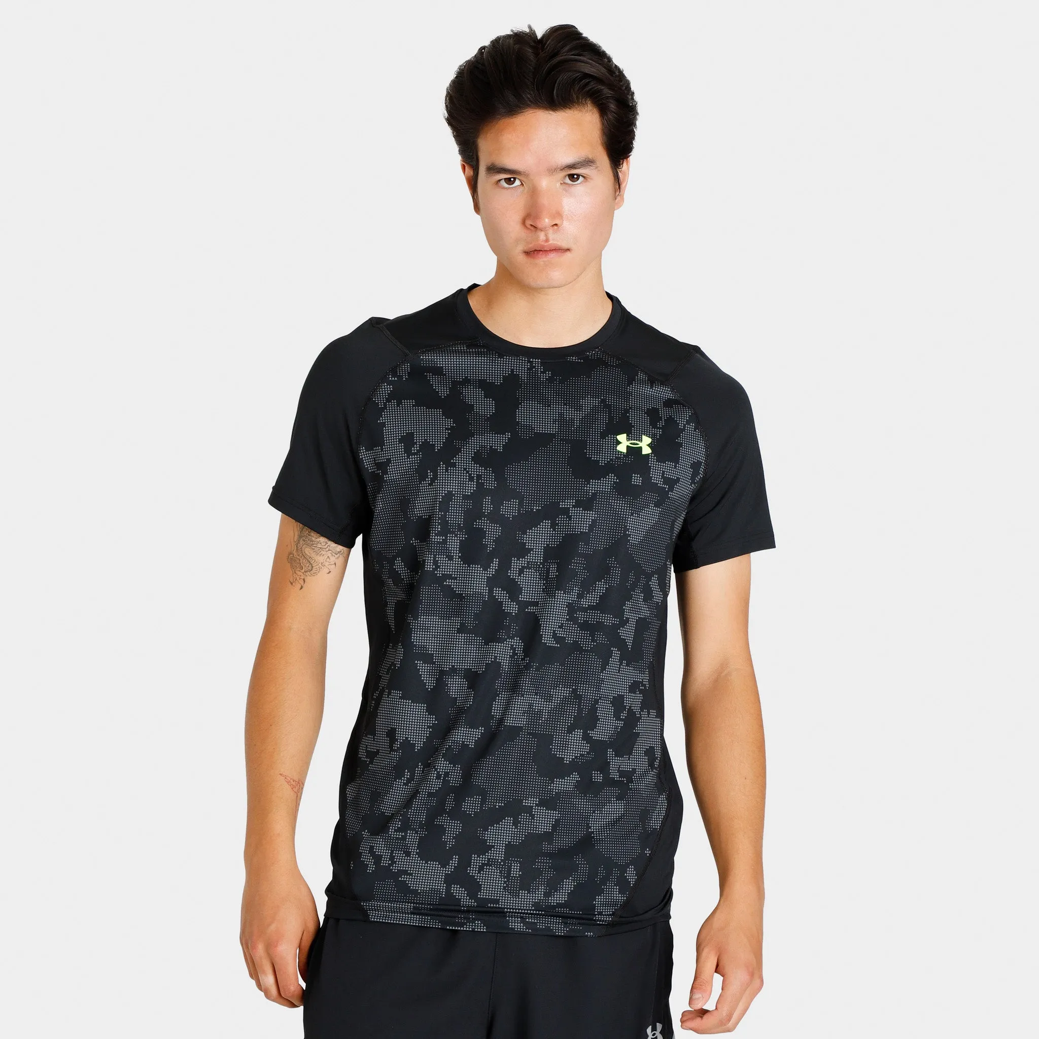 Under Armour HeatGear Camo T-shirt Black / Lime Surge sold by JD Sports