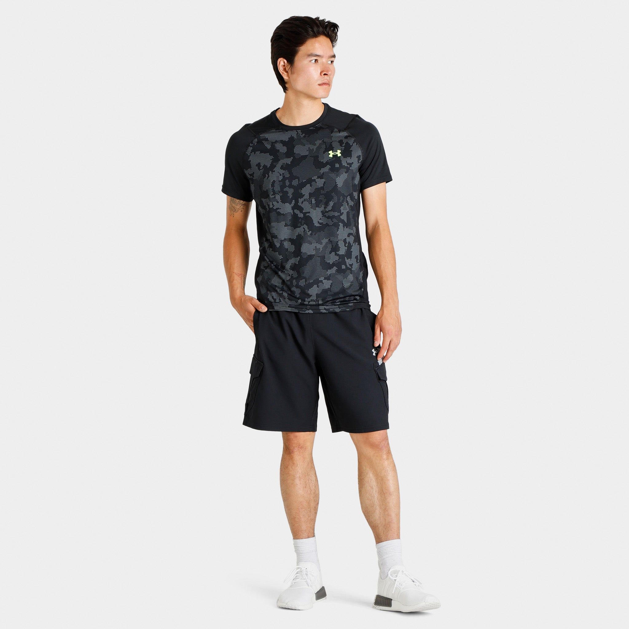 Under Armour JD HeatGear Camo T-shirt Black / Lime Surge sold by JD Sports product image thumbnail 5
