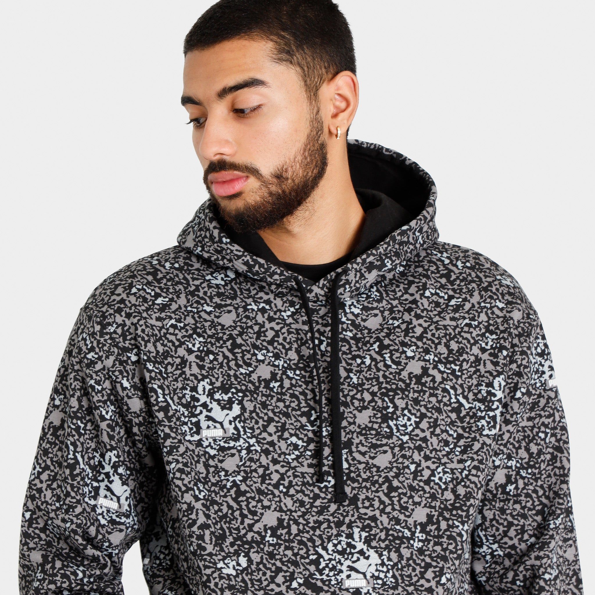 Puma Brand Love Metallic AOP Pullover Hoodie Puma Black / Silver sold by JD Sports product image thumbnail 3