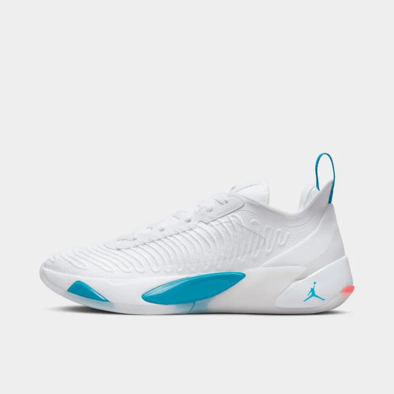 Jordan Luka 1 White / Metallic Silver - Neon Turquoise sold by JD Sports