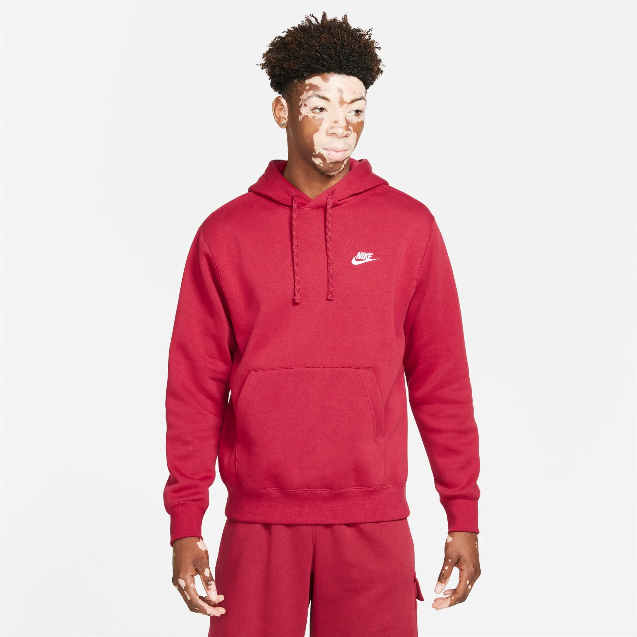 Nike Sportswear Club Fleece Pullover Hoodie Pomegranate / Pomegranate - White sold by JD Sports