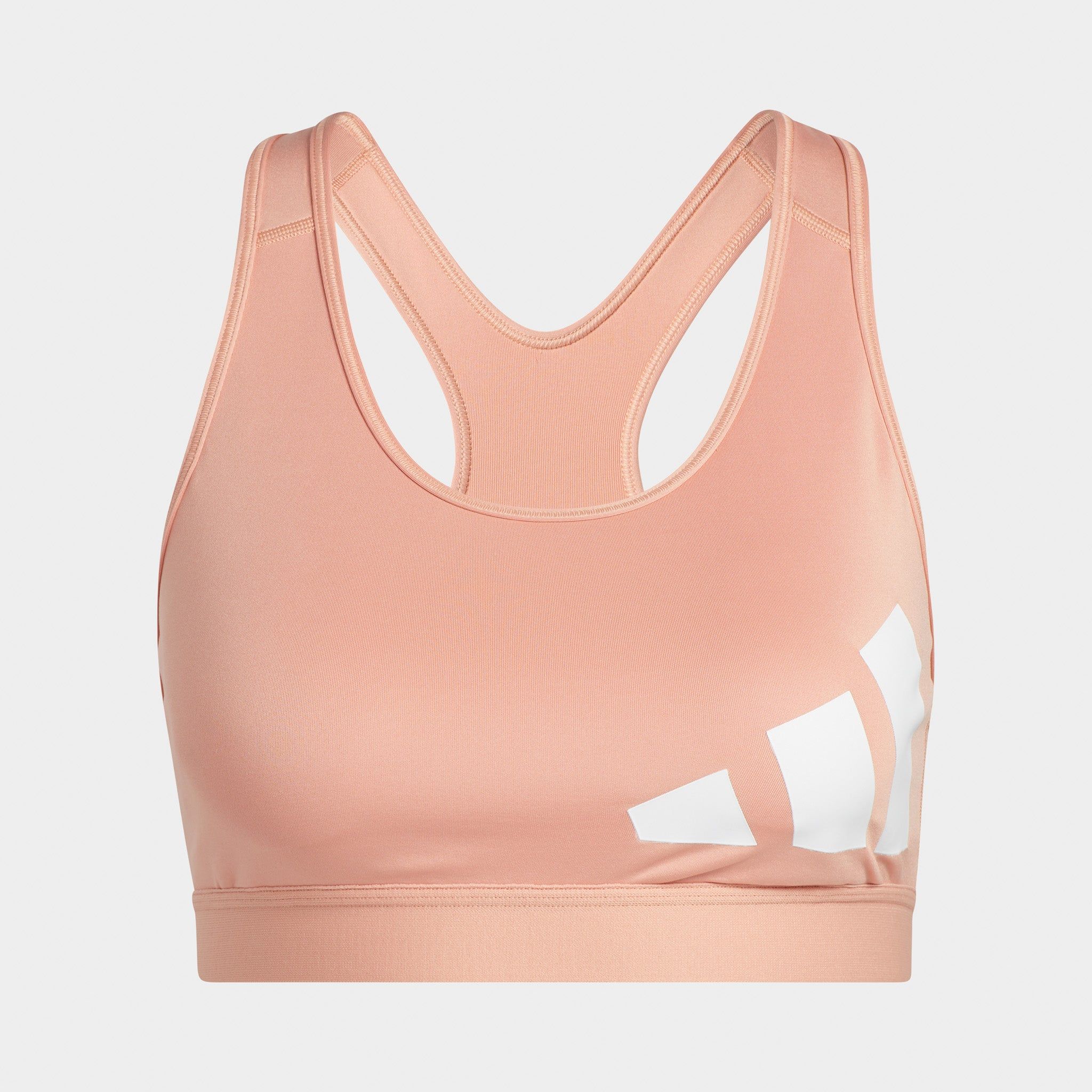 adidas Women's Believe This Medium-Support Workout Logo Bra Ambient Blush / White sold by JD Sports