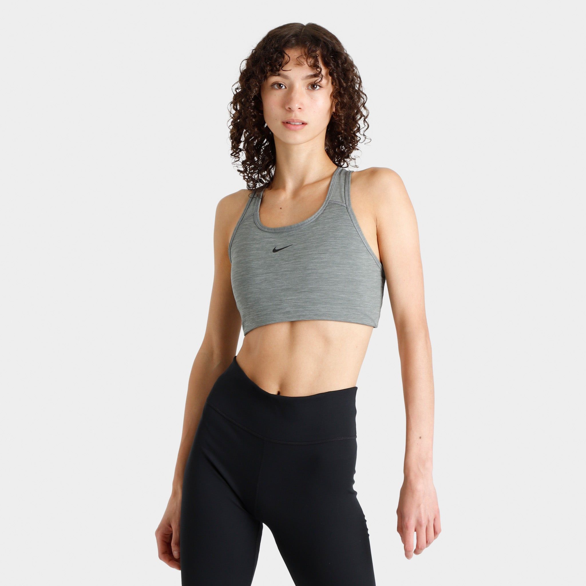 Nike Women�s Dri-FIT Swoosh Medium-Support 1-Piece Pad Sports Bra Smoke Grey Heather - Black sold by JD Sports
