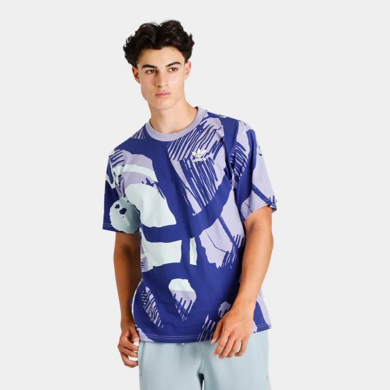 adidas Originals Adiplay Allover Print T-shirt Multicolour / Dust Purple - White sold by JD Sports