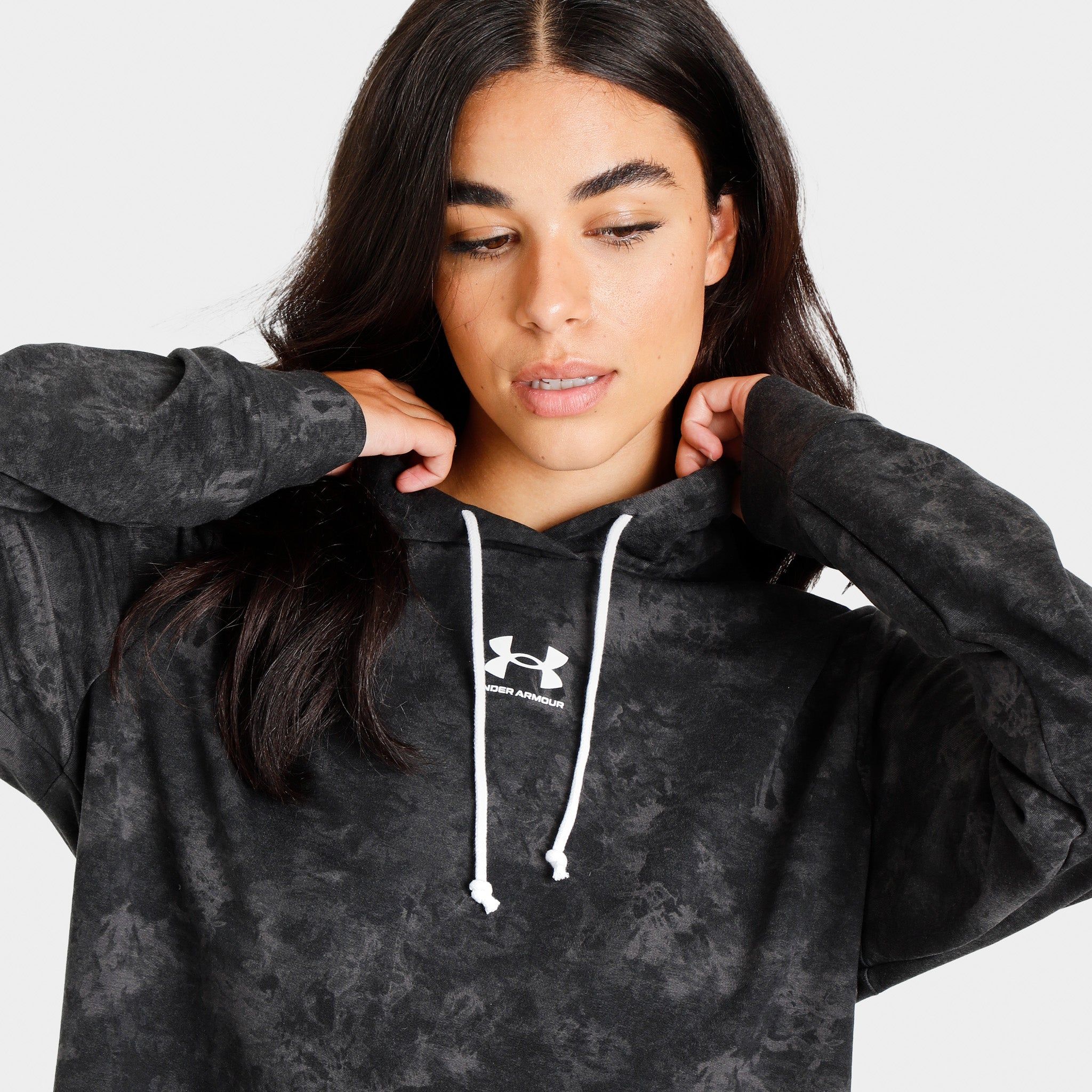 Under Armour Women’s UA Rival Terry Printed Pullover Hoodie Black / White sold by JD Sports product image thumbnail 4